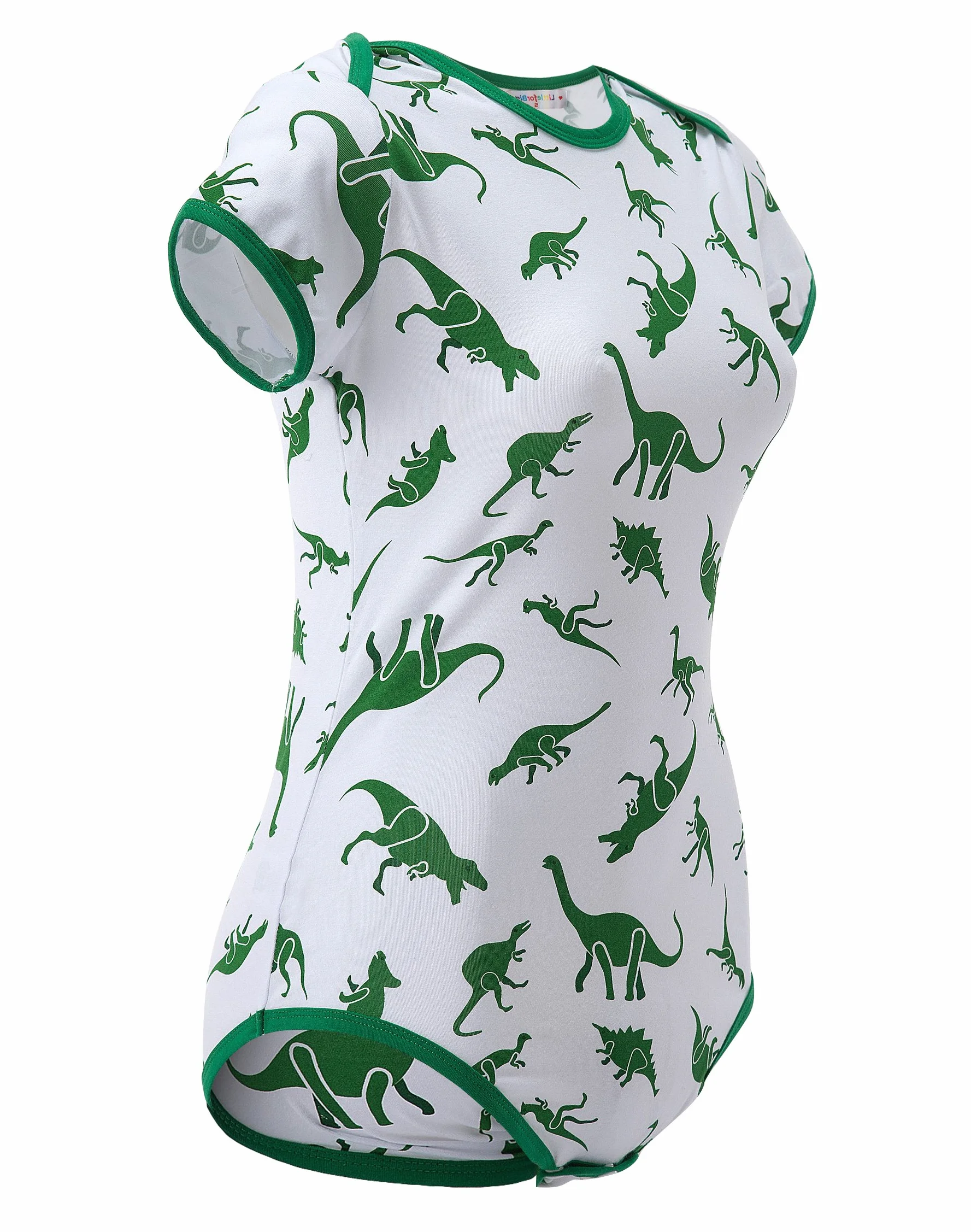 LittleForBig Dorośli Baby miłośnik pieluszek(ABDL) zatrzas w komkroku jednoczęściowy śpioszki-Dinozaura wzór