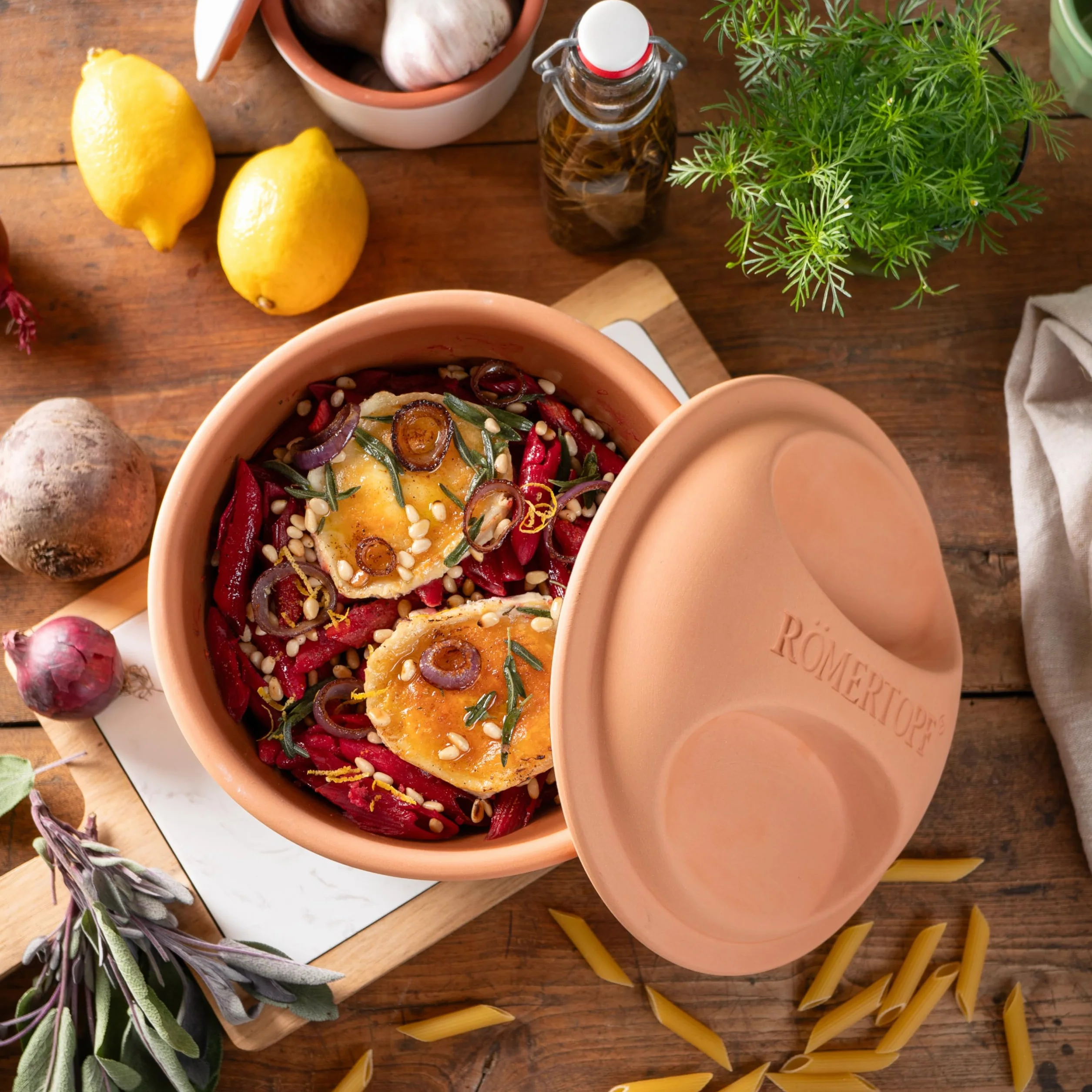 Römertopf Naczynie do Pieczenia, Glina, Ø 22,5, Pojemność 2 kg, Okrągły
