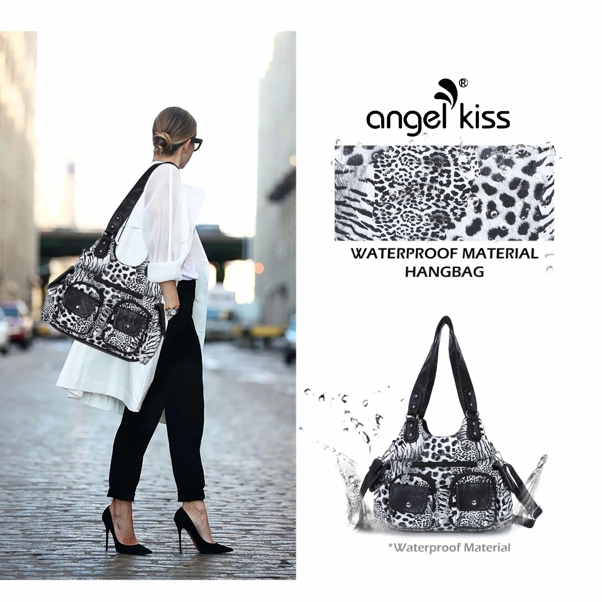Angel Kiss Torebki dla kobiet, duża torba hobo, miękka skóra PU, torba na ramię dla kobiet