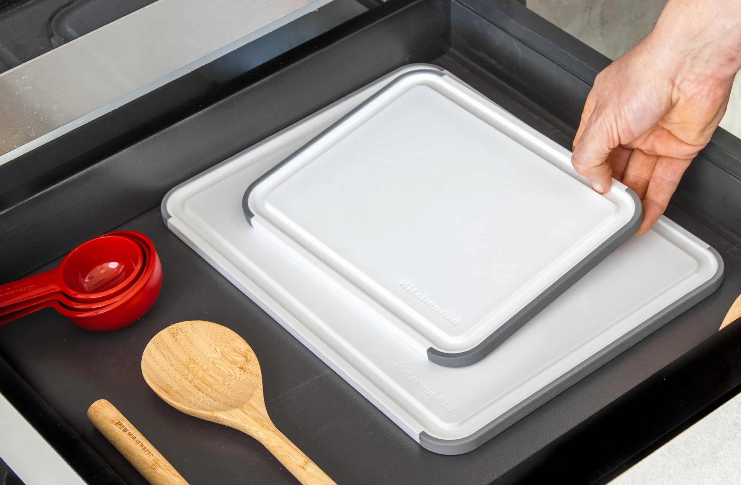 KitchenAid Deski do krojenia 2 szt antypoślizgowe BPA free polipropylen 20x25 cm 35x28 cm