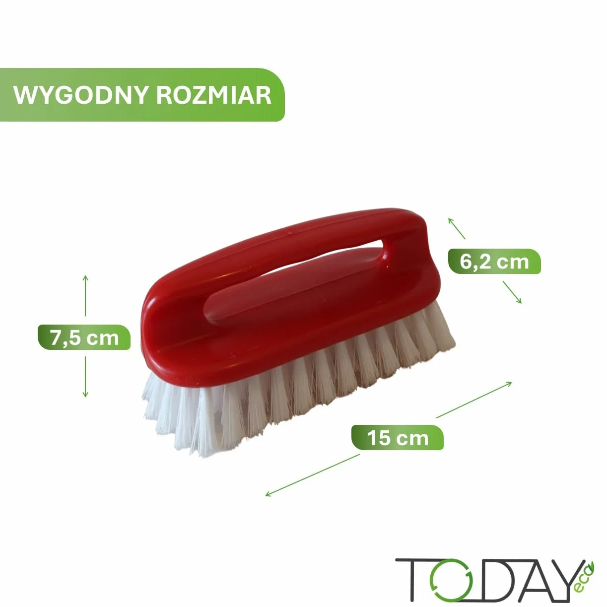 Szczotka do Prania Ergonomiczny Uchwyt Faliste Średnio-Twarde Włosie 15x7,5 cm Czerwony