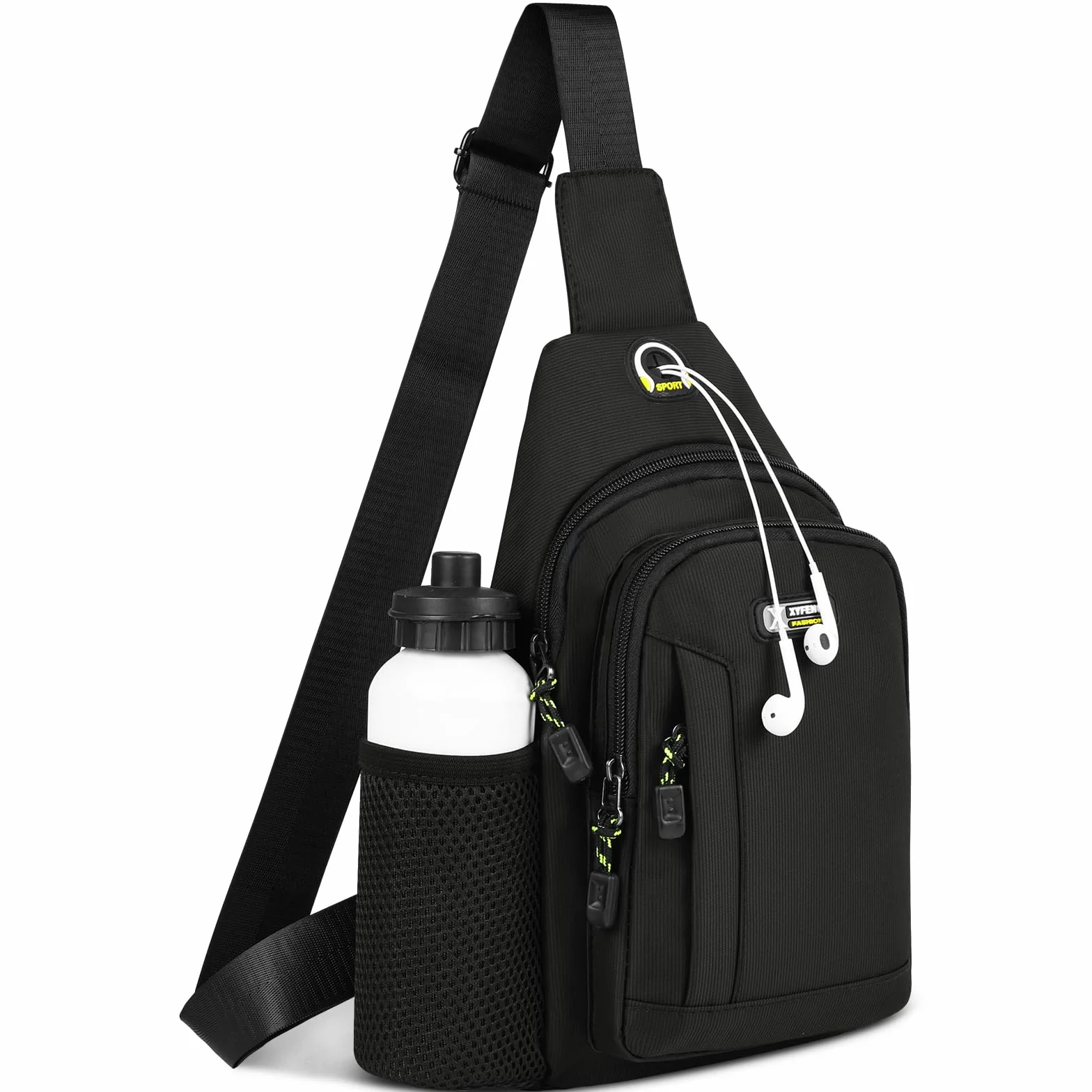 HOTUT Męski plecak crossbody, wielofunkcyjna torba antykradzieżowa, torba na ramię na ramię, męska torba na ramię, torba męska, torba na ramię na klatkę piersiową, do podróży, sportu i codziennego