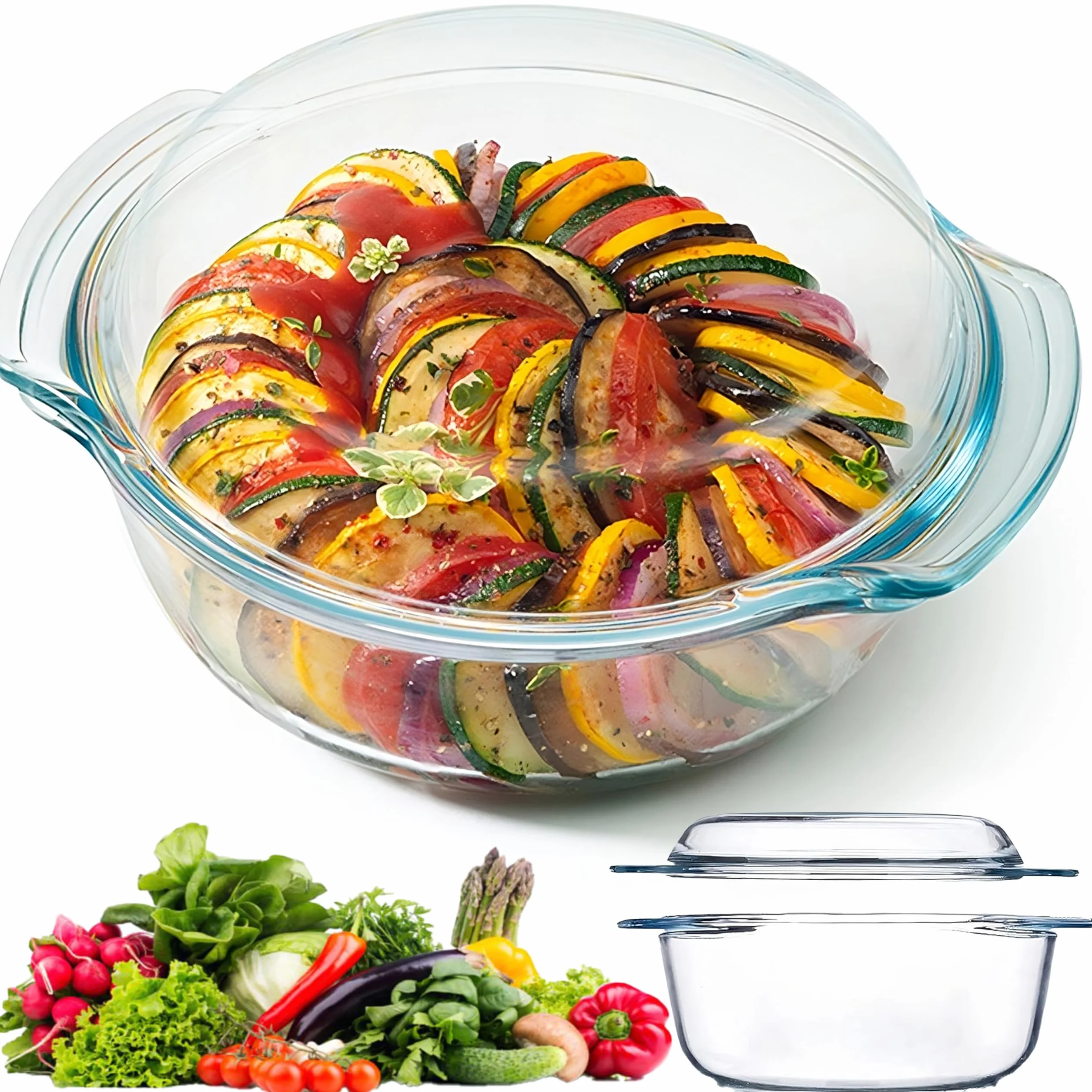 Retoo Szklane naczynie żaroodporne 1,5L 18,5x7,5 cm forma do zapiekanek lasagne tiramisu