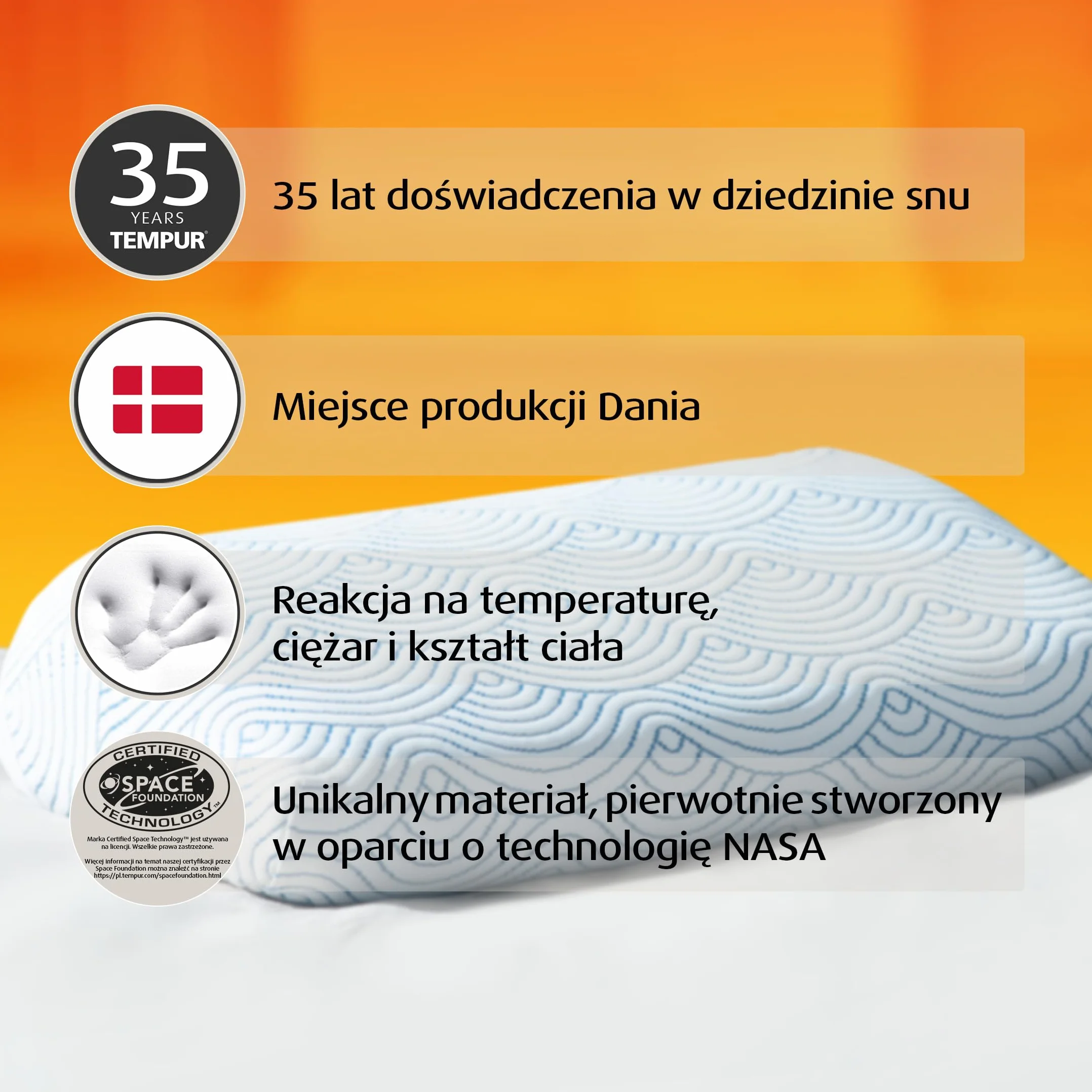 TEMPUR EASE poduszka do spania z pianki z pamięcią kształtu, ergonomiczna poduszka podpierająca kark dla każdej pozycji spania, twarde odczucie, 50 x 31 x 10/5 cm, biała