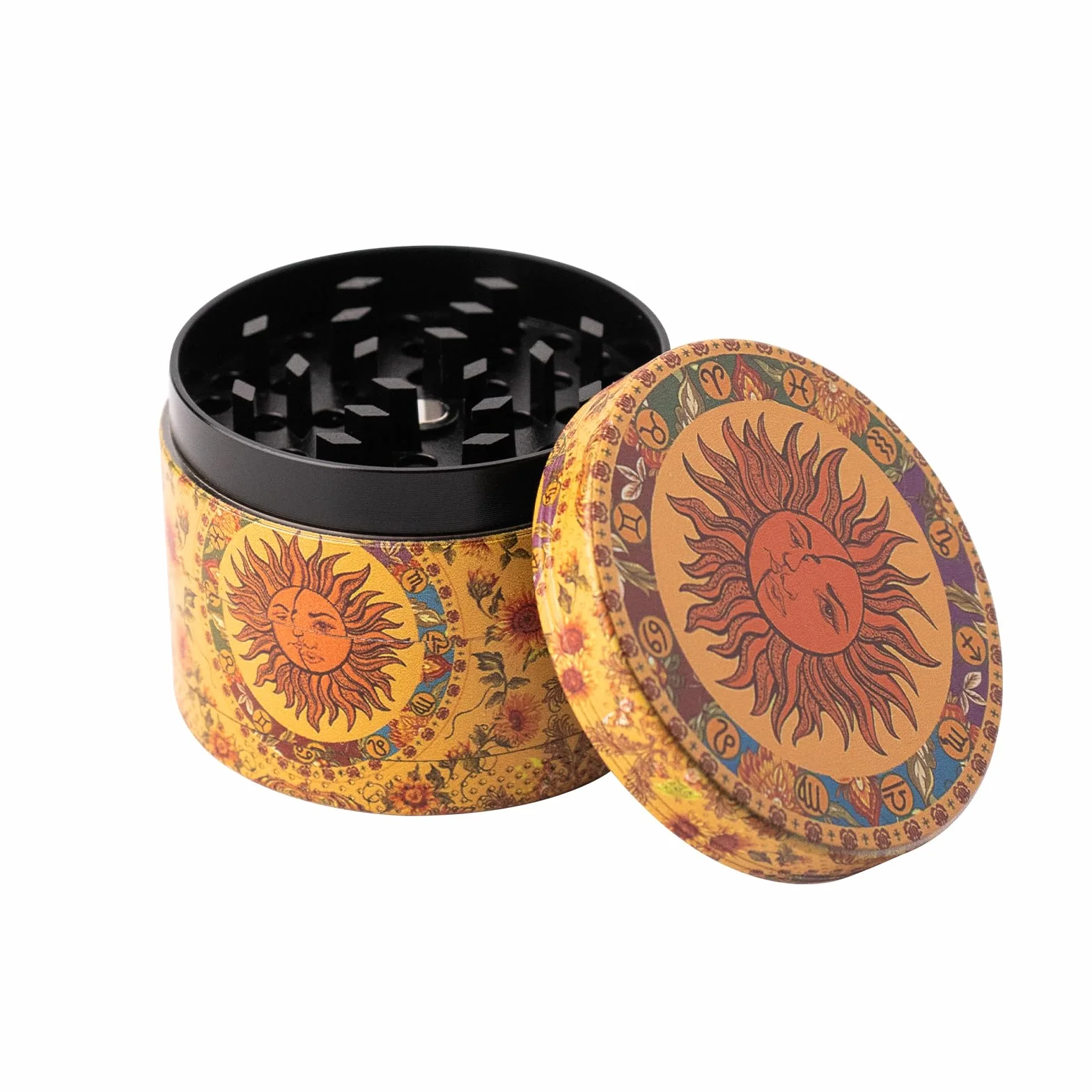 Vintage młynek do ziół 50 mm z żółtym skrobakiem
