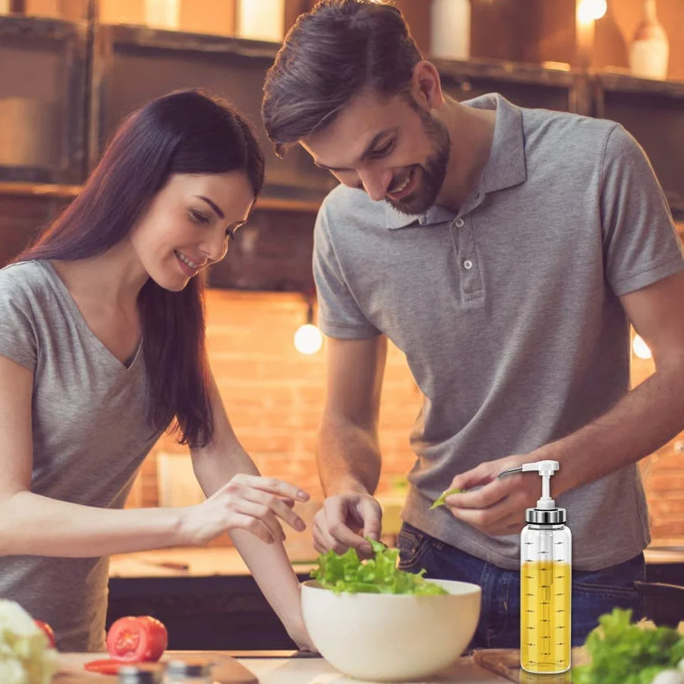 FARI Butelka do prasowania sosów 2x500 ml, zestaw szklanych dozowników oliwy bezkroplowy