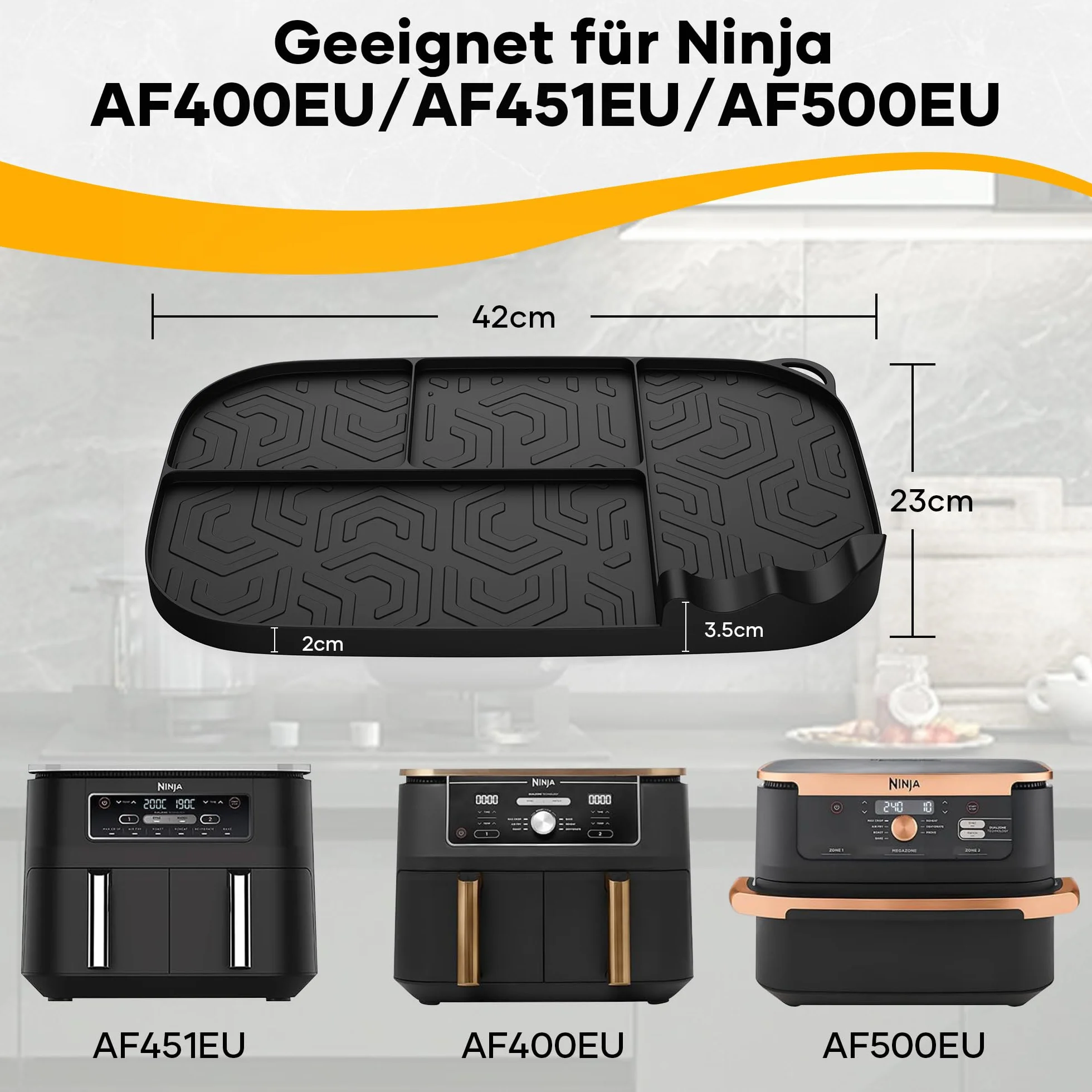 Akcesoria do frytkownicy na gorące powietrze Ninja AF500EU AF400EU AF451EU, akcesoria do Airfryer, mata silikonowa, regał do przechowywania z obszarami funkcyjnymi do Ninja Foodi Max Dual