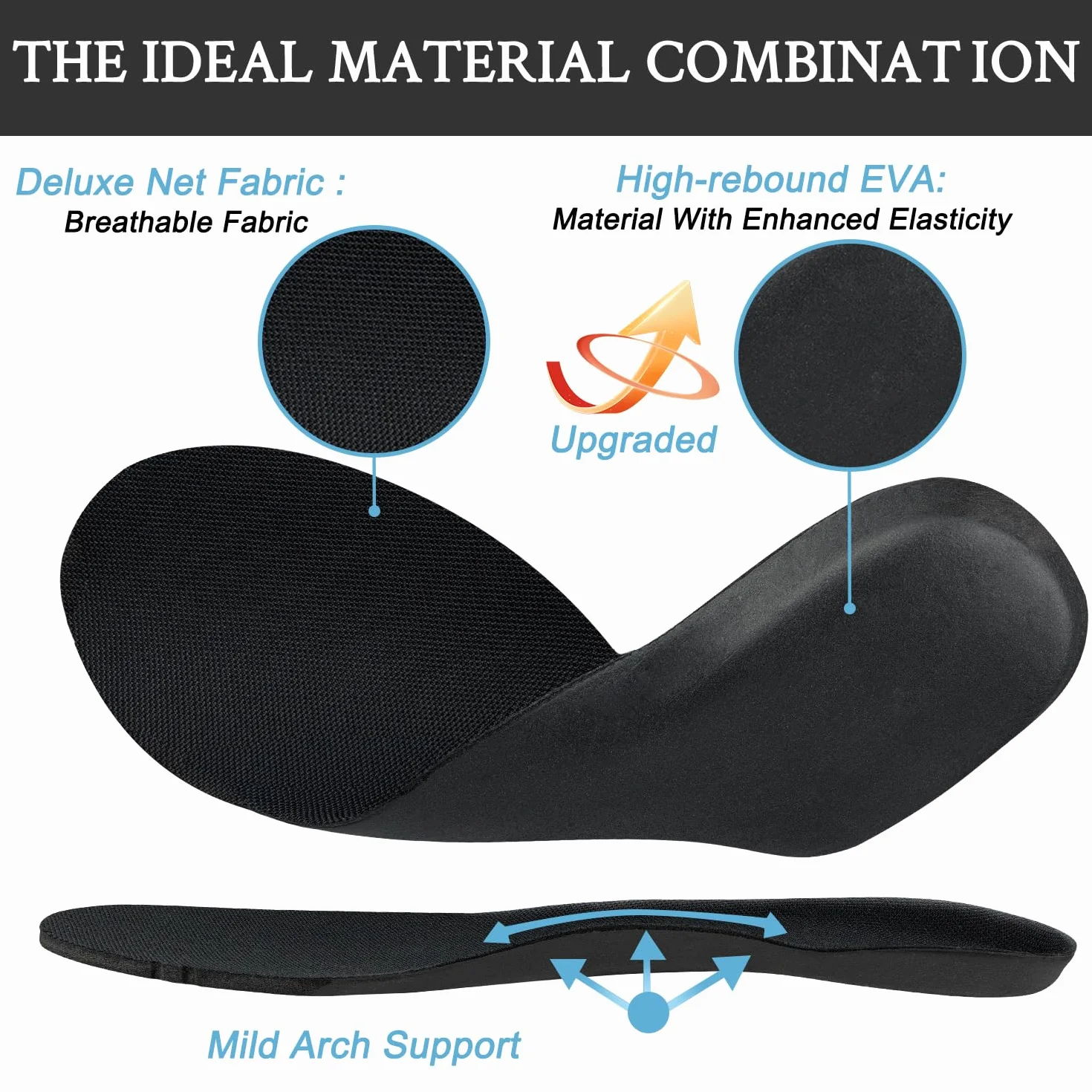 Endoto Wkładki do ASICS Wkładka Insoles Inserts Sole | Wysokosprężysta pianka EVA｜Rozmiar: Męskie-46 EU