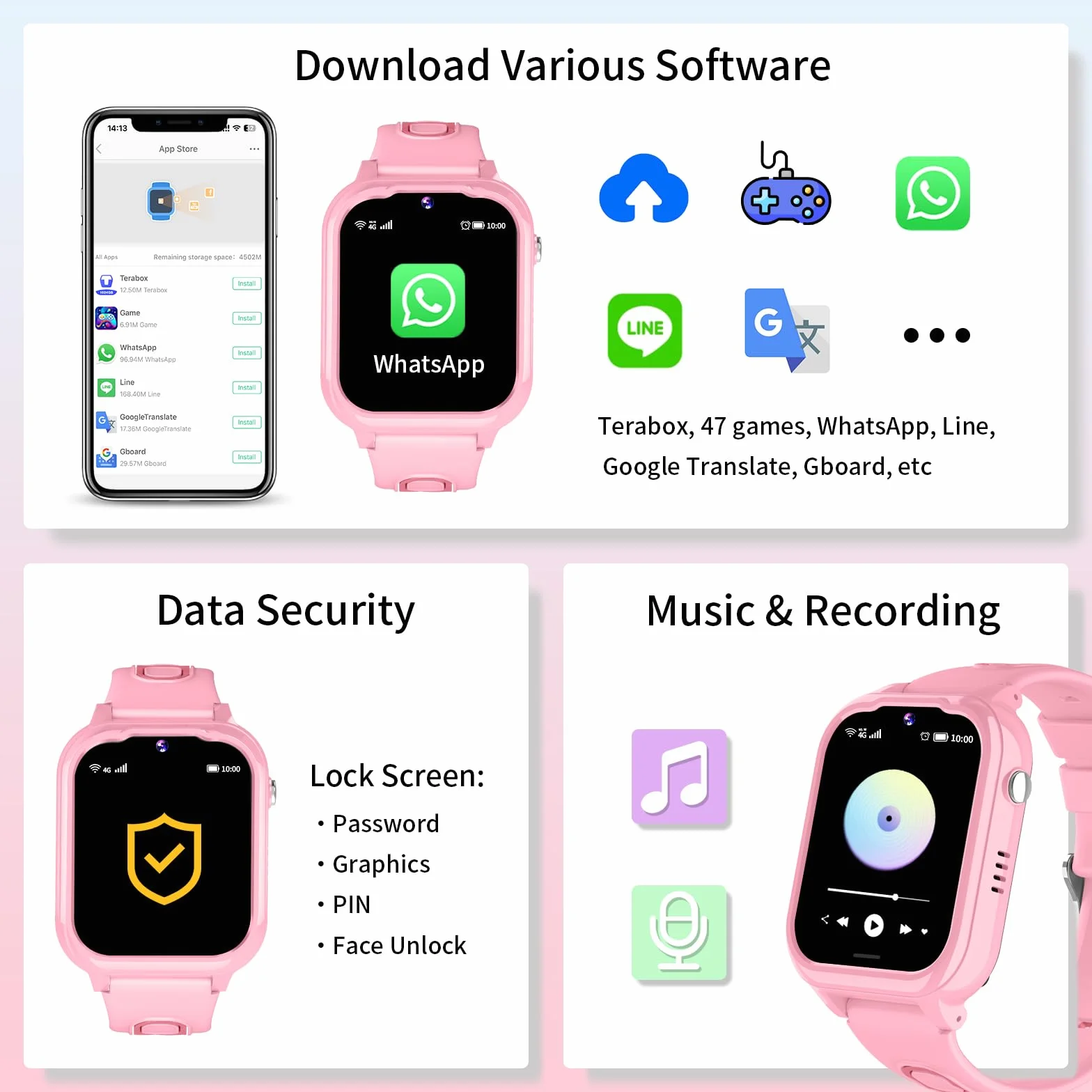 4G Inteligentny zegarek dla dzieci, 4G, GPS, WiFi, rozmowa wideo, SOS, krokomierz, spacery, budzik, kamera do nauki, mapy, kalkulator, muzyka, wodoodporny, tracker GPS dla dzieci, prezenty