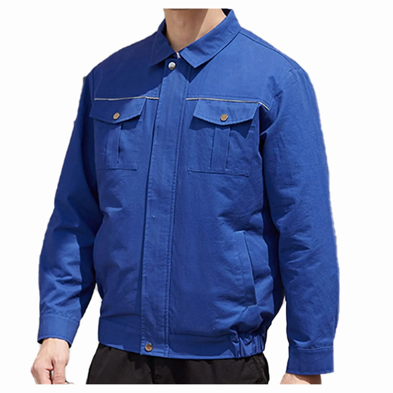 Chłodzenie Lato Outdoor Cooling Kurtka wentylna Mężczyźni Klimatyzacja Odzież Protective Protective Coat Construction Work Clothing (Color : Blue, Size : M)