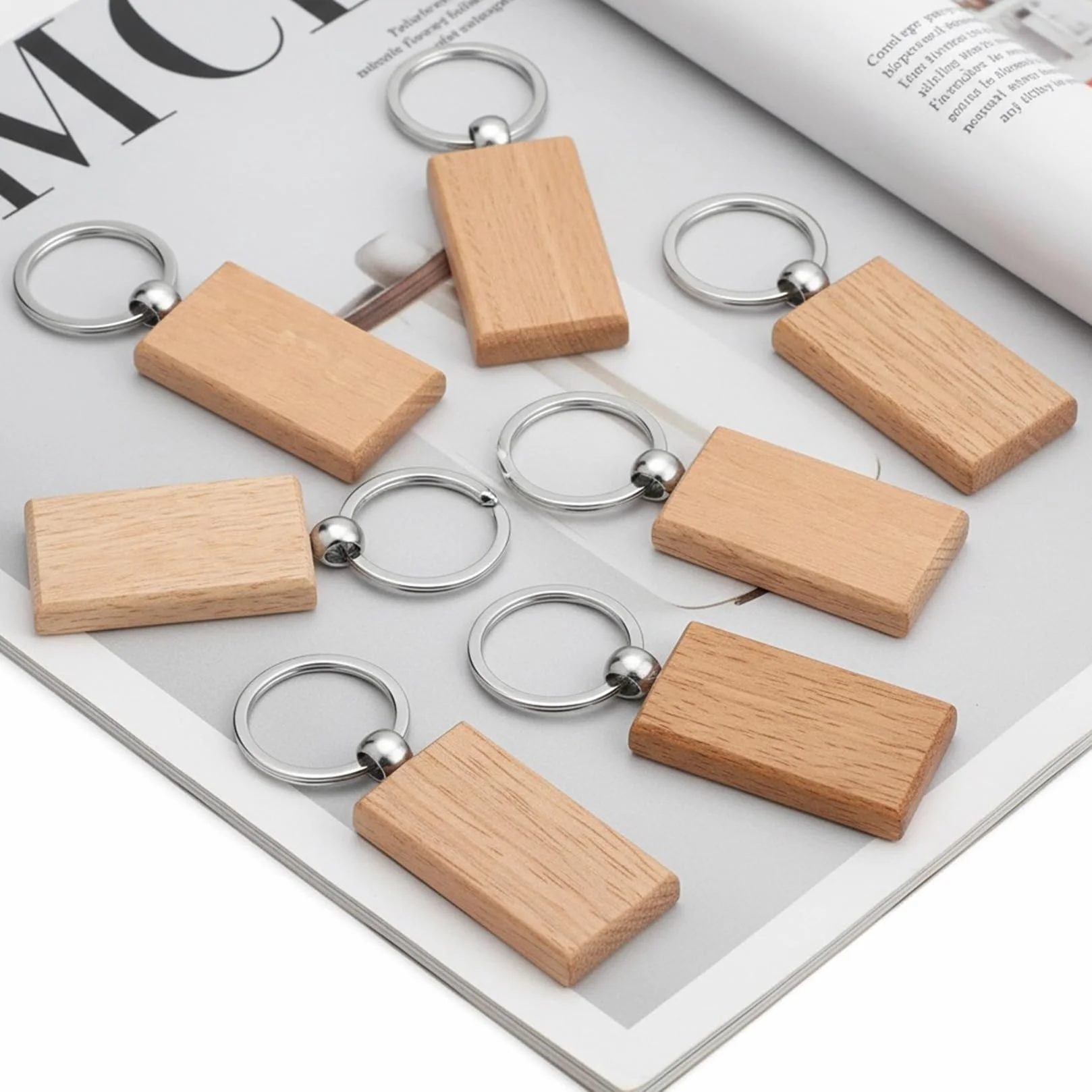 25 sztuk breloków drewnianych, breloki do kluczy surowe, personalizowane prostokątne breloki puste z drewna do malowania, grawerowania, oznaczania DIY do dekoracji, prezentów, breloki do kluczy
