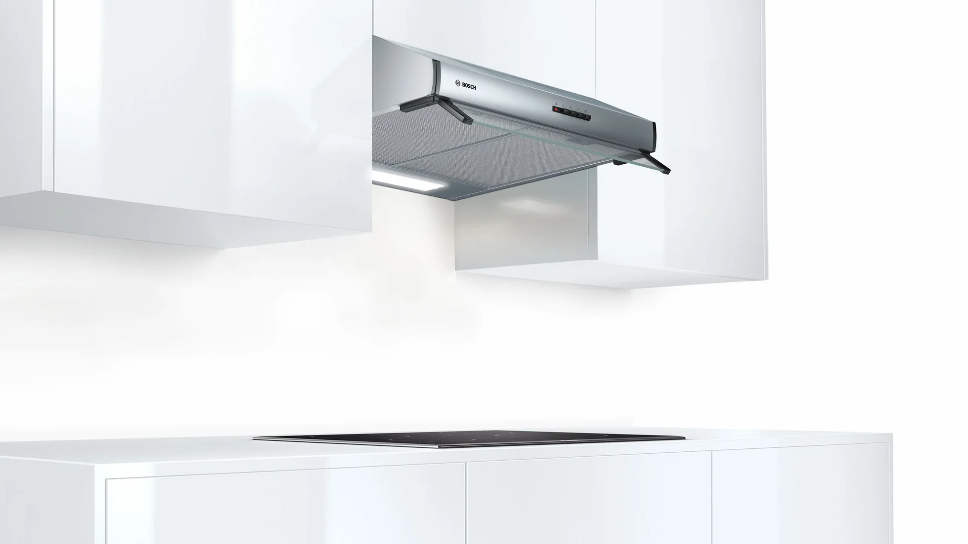 Bosch DUL63CC50 okap kuchenny z serii 4 podtynkowy, 1 silnik i 3 prędkości ssania, oświetlenie LED, 60 cm, 146 W, stal nierdzewna