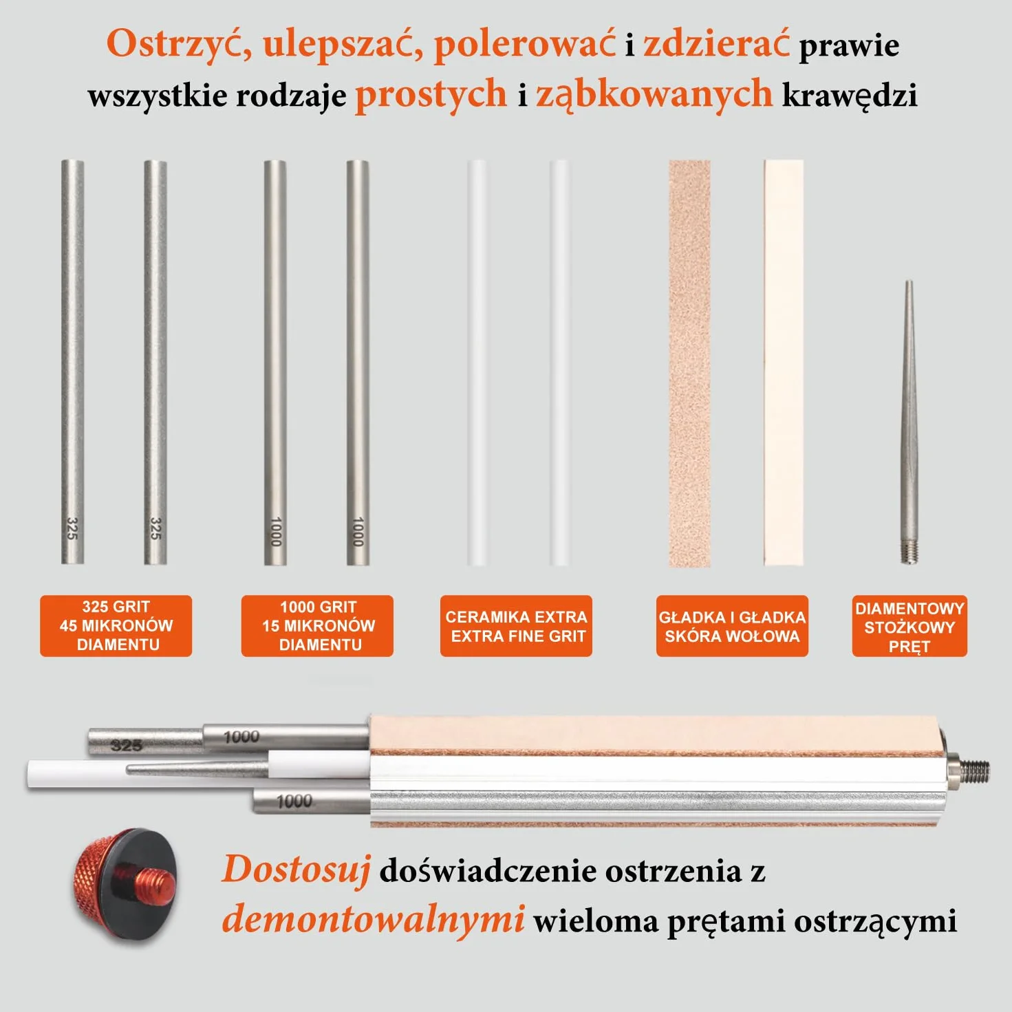 SHARPAL 210N TRANSFOROD 11-w-1 Regulowana ostrzałka kątowa z monokrystalicznym diamentem i ceramicznymi prętami