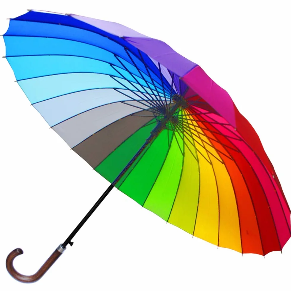 COLLAR AND CUFFS LONDON Wiatroodporny parasol żebrowy z 24 żebrami dla super wytrzymałości - 60 km/h bardzo mocny - trójwarstwowa wzmocniona rama z włókna szklanego - drewniany uchwyt haczykowy -