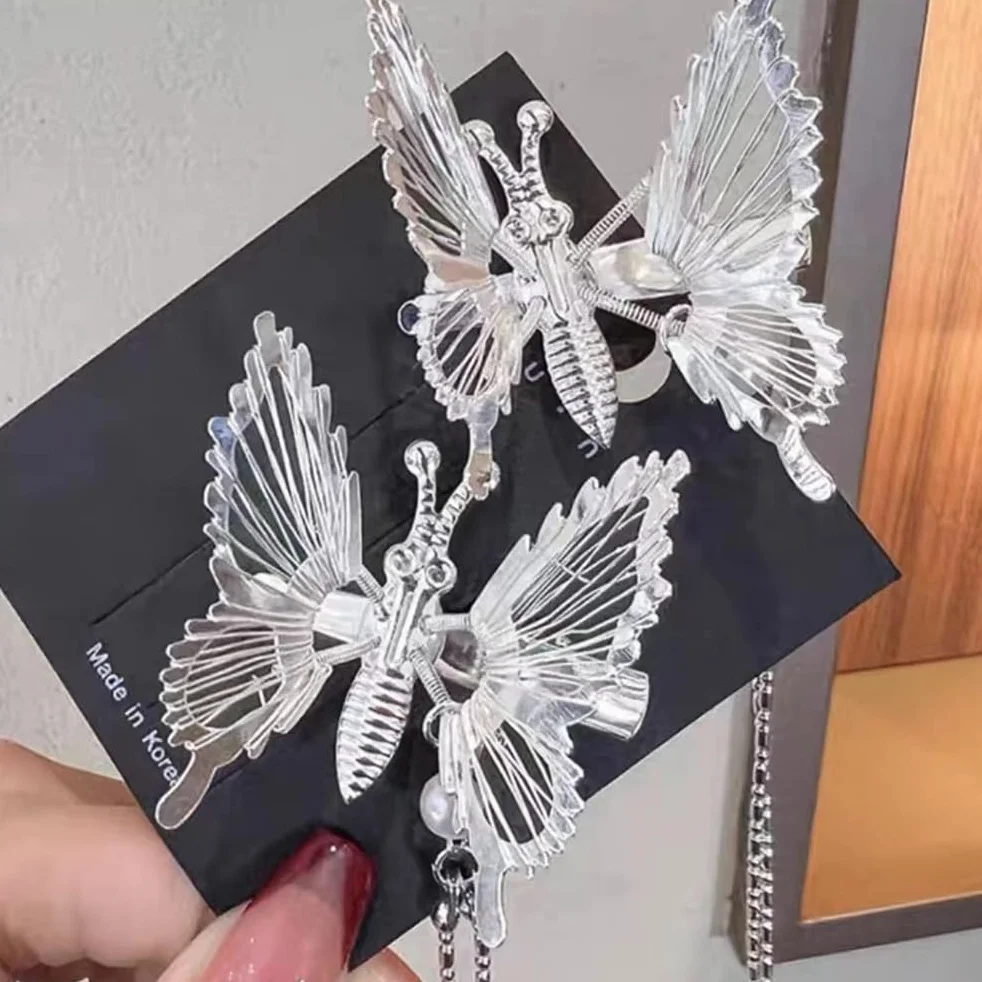 2 sztuki ruchomych spinek do włosów z brokatem 3D, metalowe spinki do włosów, dla dziewcząt i kobiet, ozdoba do włosów (kolor srebrny)