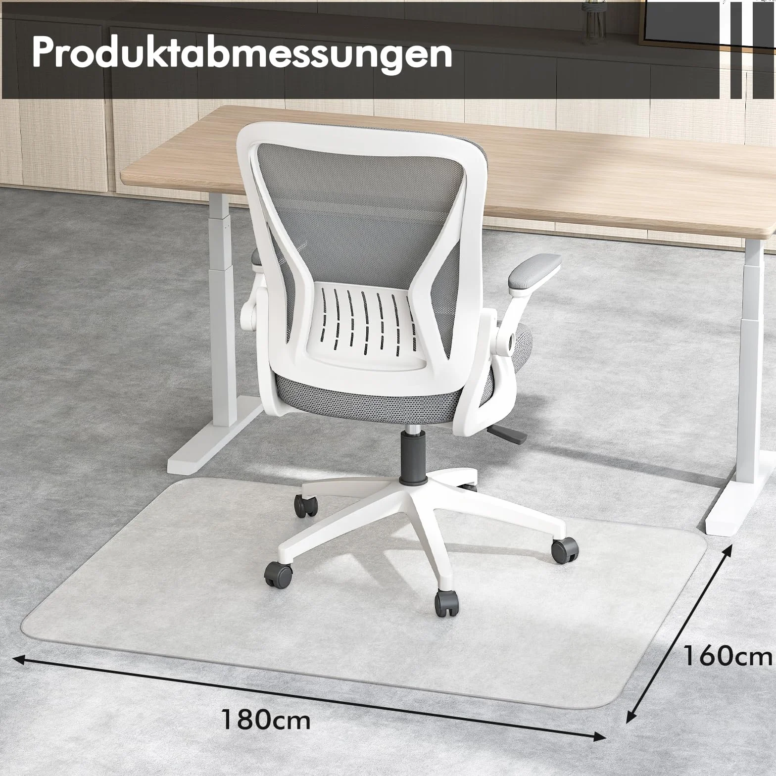 COSTWAY mata ochronna na podłogę 160 x 180 cm przezroczysta antypoślizgowa 1,5 mm