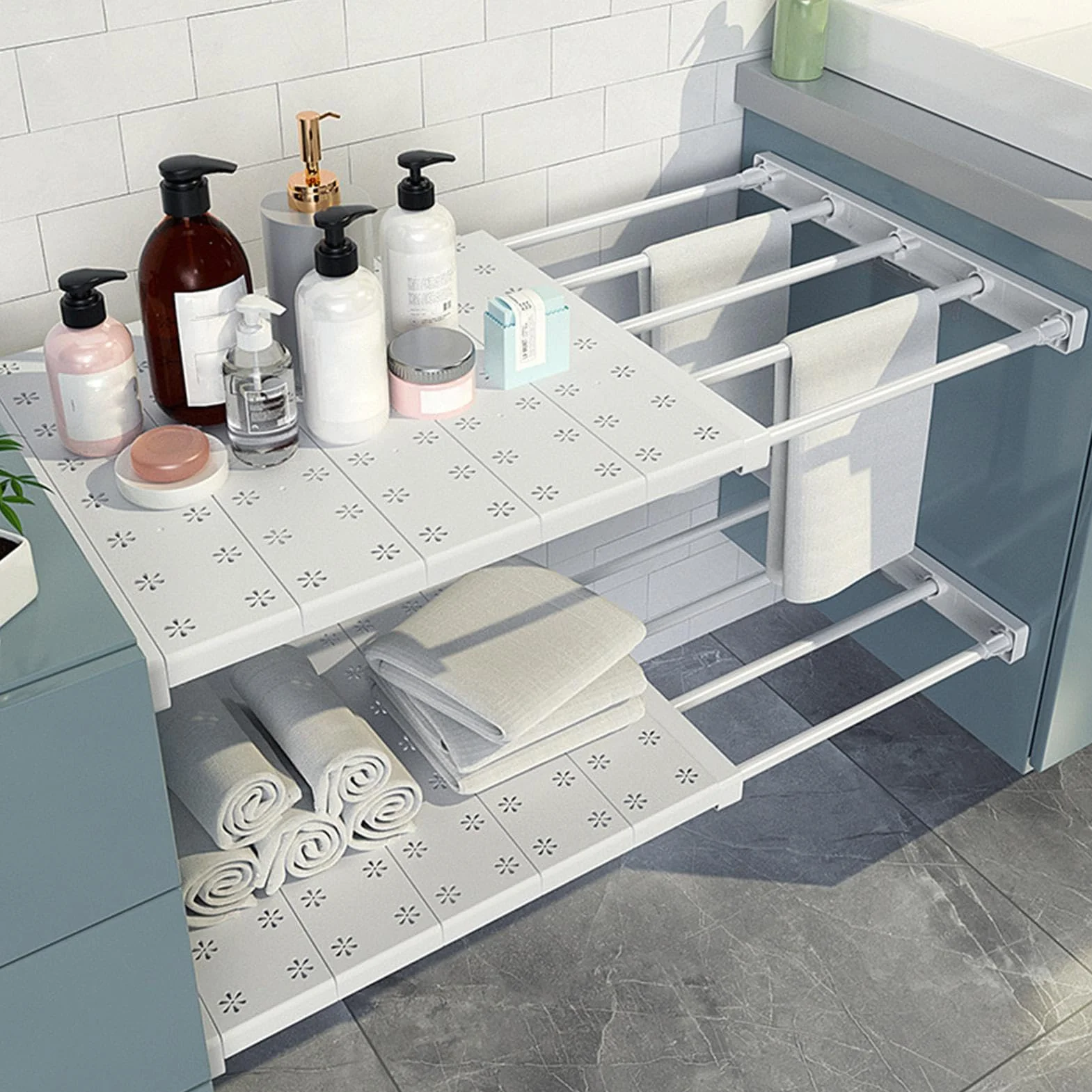 Closet Tension Shelf | Expandable Metal Storage Rack | Cabinet Wardrobe Cupboard | Adjustable Tension Shelf | Adorable Closet Shelves | Portable Closet Shelves For Home Cabinets Bookcases