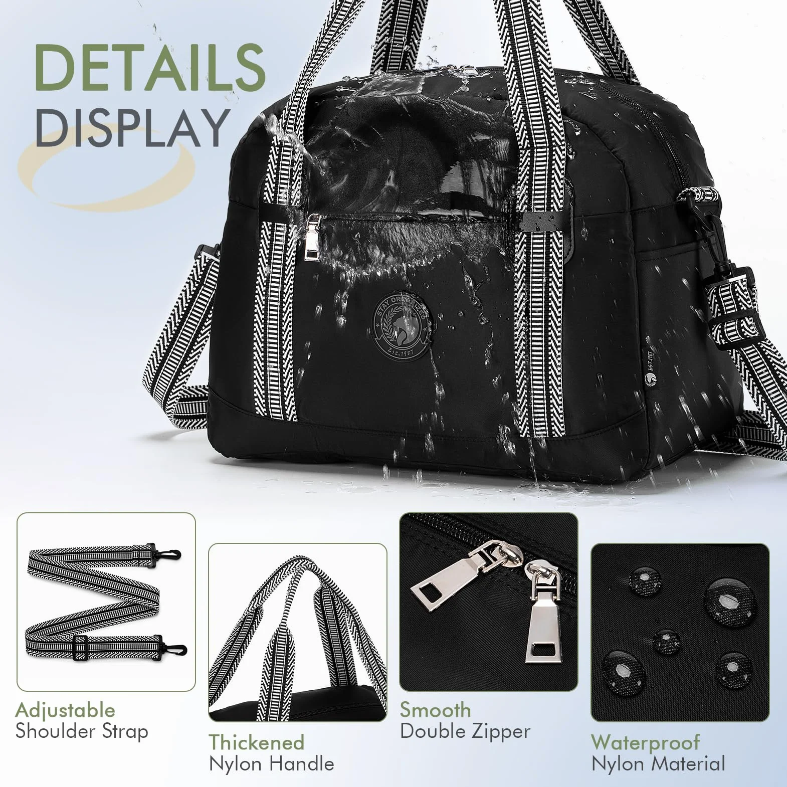 BAGZY 25 L Wizz lufthyttväskor 40 x 30 x 20 under sätet vikbar resa duffelväska nylon resefodral handbagage väska vattentät handbagage flygväskor för helg sport gym kvinnor män, Khaki, Reseduffel
