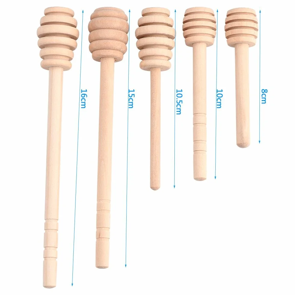 50 sztuk/zestaw gospodarstwa domowego drewniane przenośne mini dżem miód czerpak słoik dozowanie zbieranie mieszanie kij Mino dozowanie mżawka miód (8 CM)