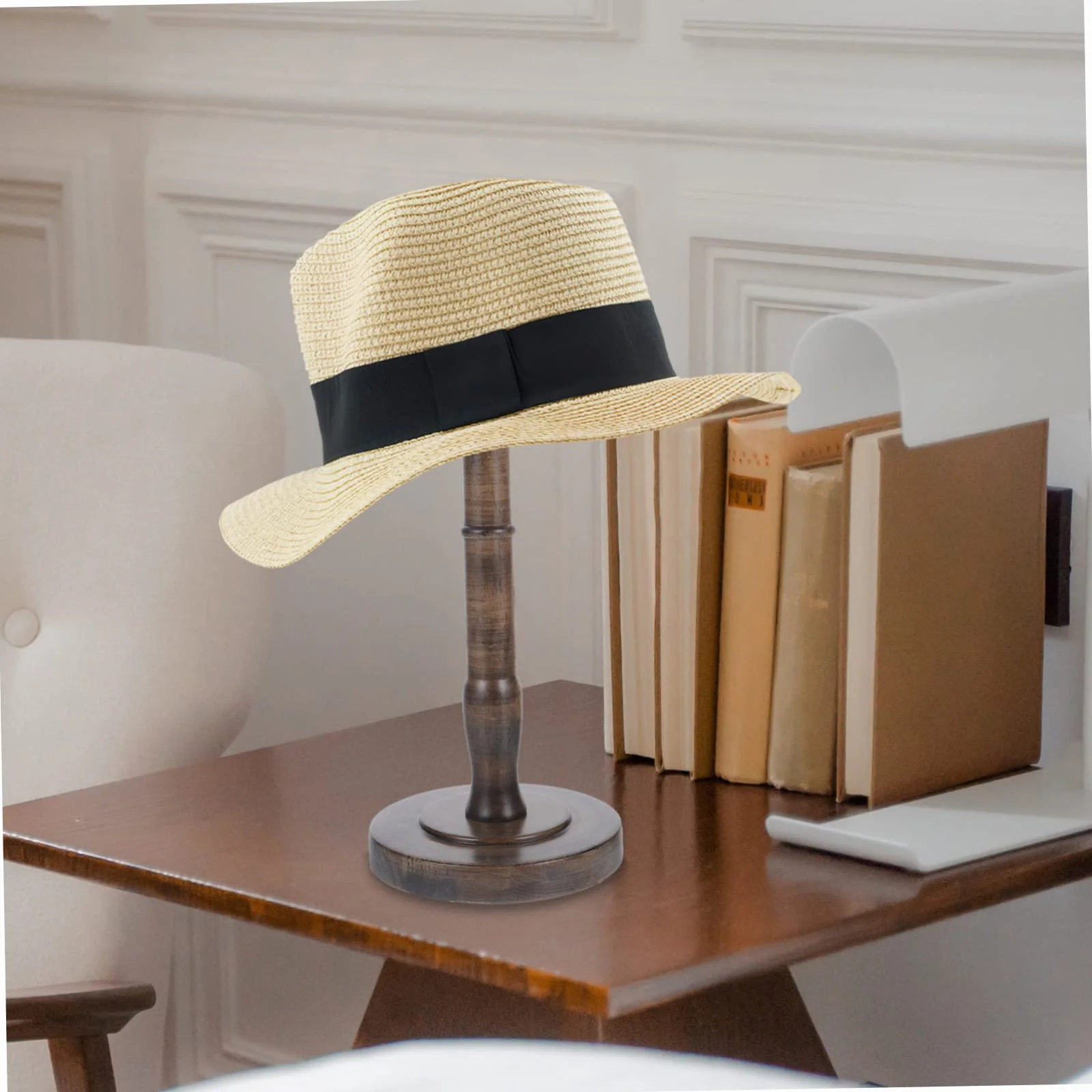 KOMBIUDA Vintage Cap Holder Rack 13-calowy Okrągły Stojak Na Kapelusze Z Drewna Organizer Na Czapki