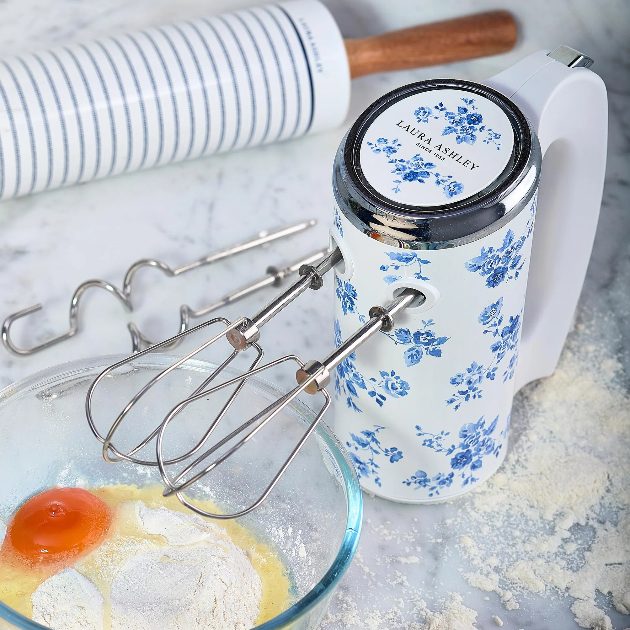 Laura Ashley Elektryczny Mikser Kuchenny 300W z Nadrukiem China Rose, 5 Prędkości, Stal Nierdzewna