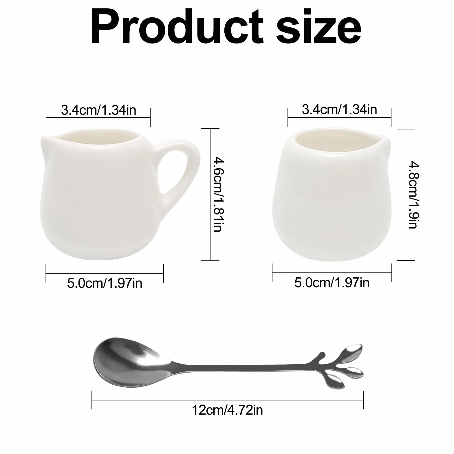 6 szt białe ceramiczne mini dzbanki na mleko 50ml, mini dzbanki do nalewania mleka, małe białe dzbanki na sos z łyżką do mleka, kawy, sosu, sosu, dzbanuszka do śmietanki, pojemnik na syrop