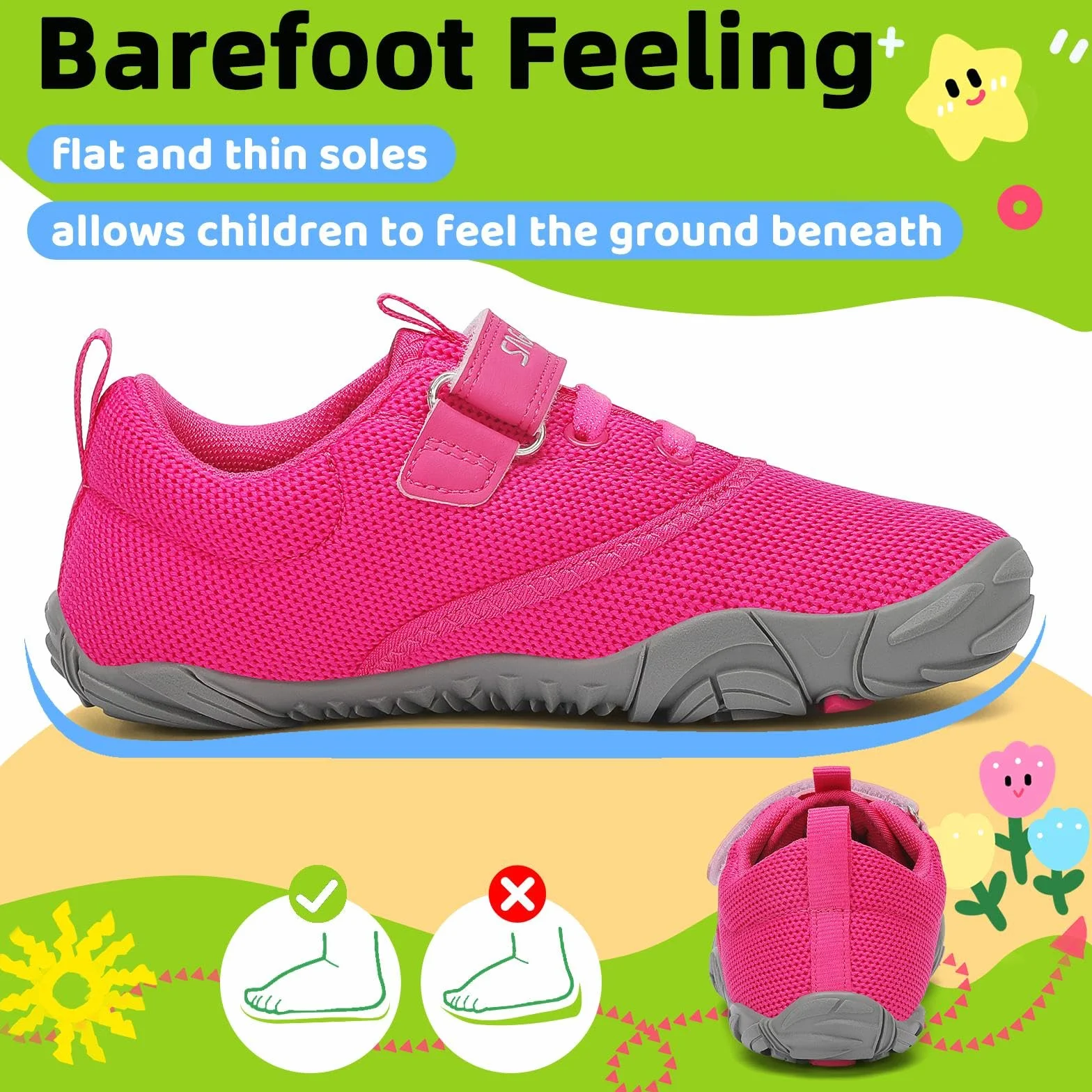 SAGUARO Dziecięce buty Barfoot miękkie i lekkie minimalistyczne buty, rozmiary 24-36