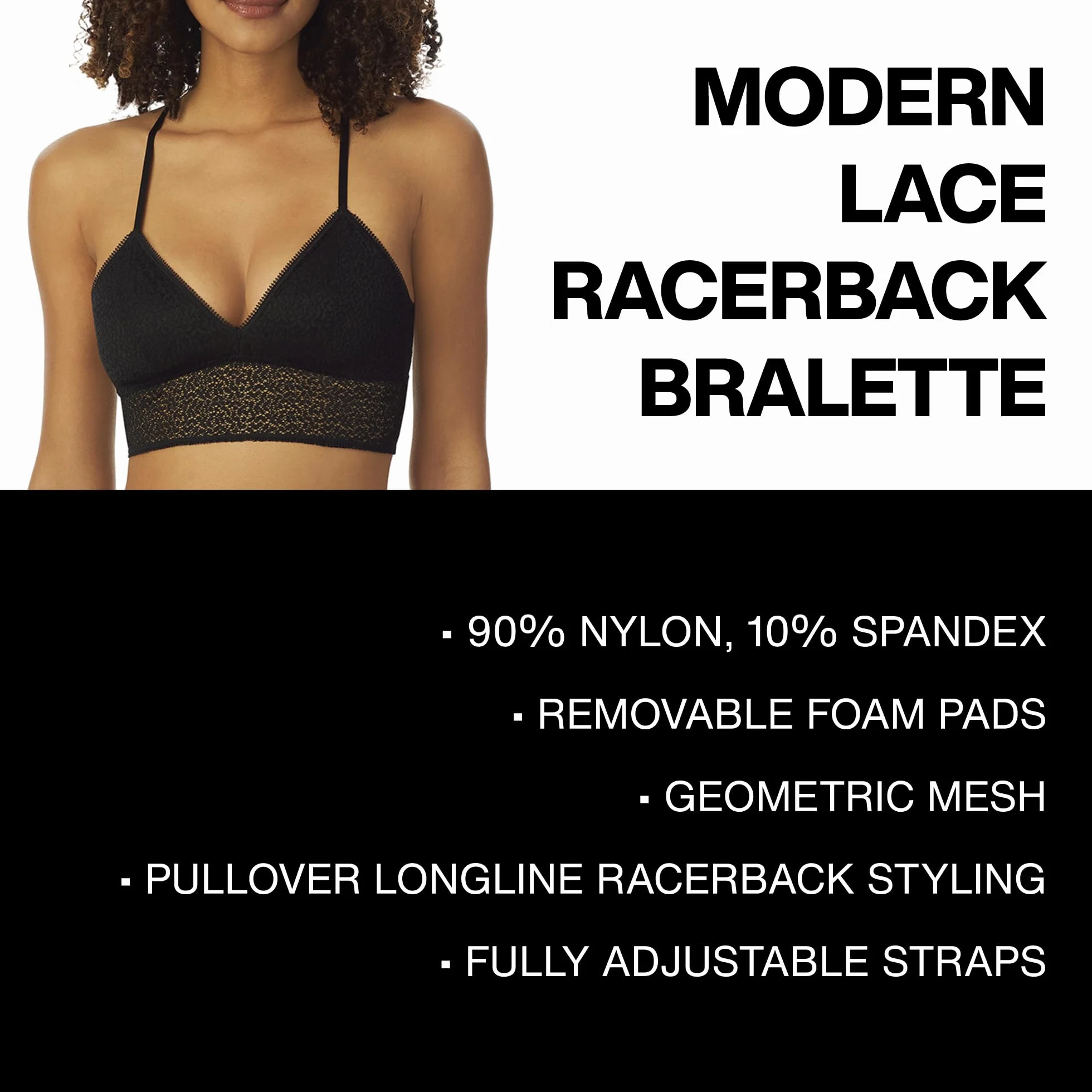 DKNY Damski nowoczesny koronkowy biustonosz typu Racerback Longline Bralette