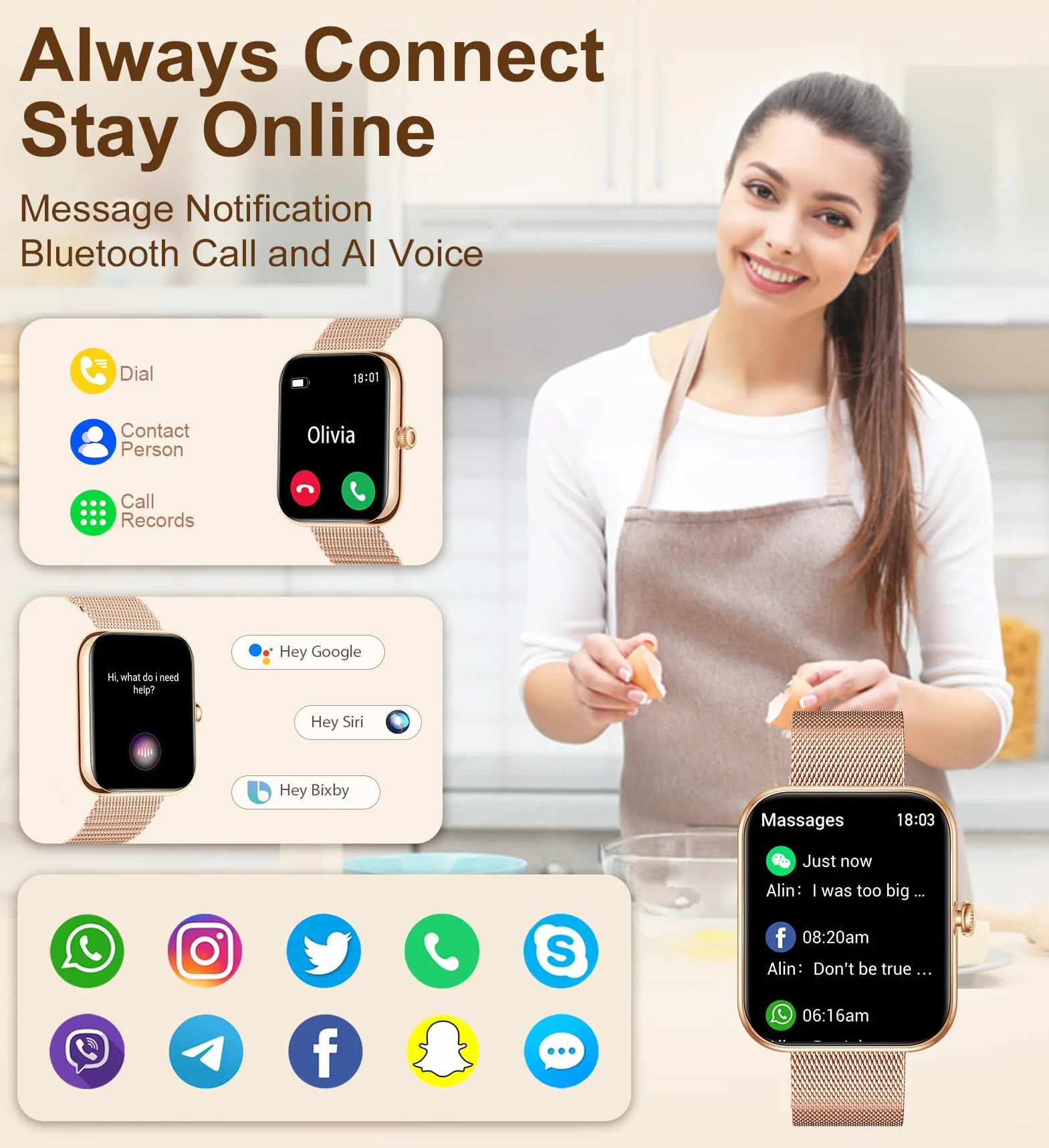 Smartwatch damski z funkcją telefonu
