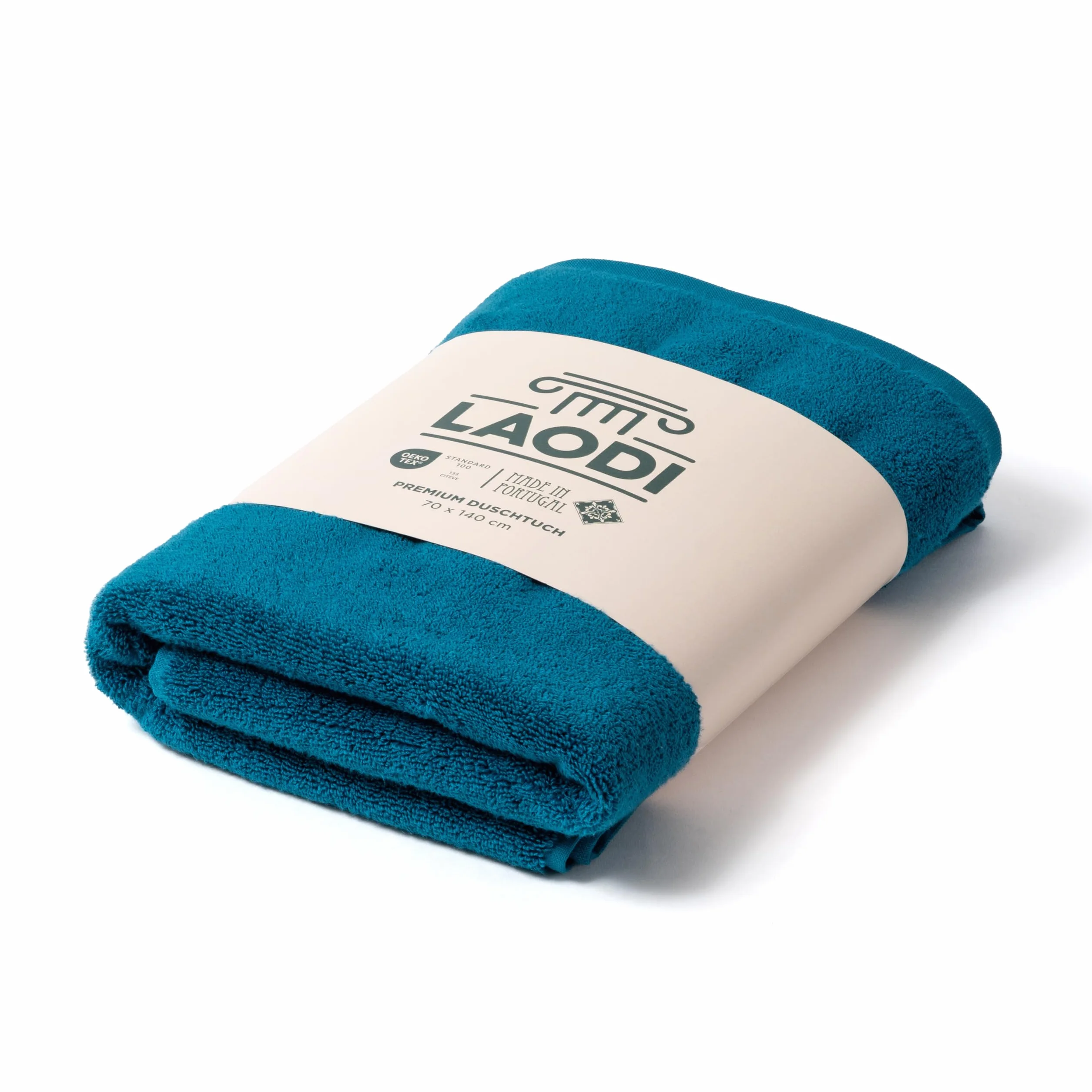 LAODI Premium Ręcznik pod prysznic – 70 x 140 – Ocean głęboko niebieski – 100 % bawełna – 570 g/m² – Wyprodukowano w Portugalii