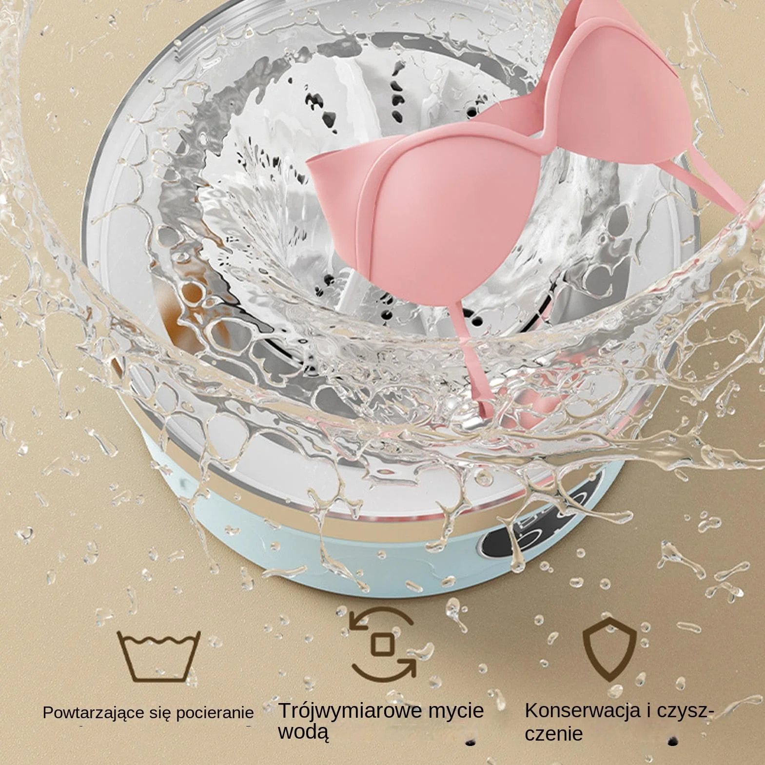 Underwear Washer, Mini Washing Machine, 3-Mode Cleaning Function Compact Foldable Design, Portable Laundry Solution for Apartment, Travel, Dormitory, Camping, RV Use Daily Clean 5.59x8.35in