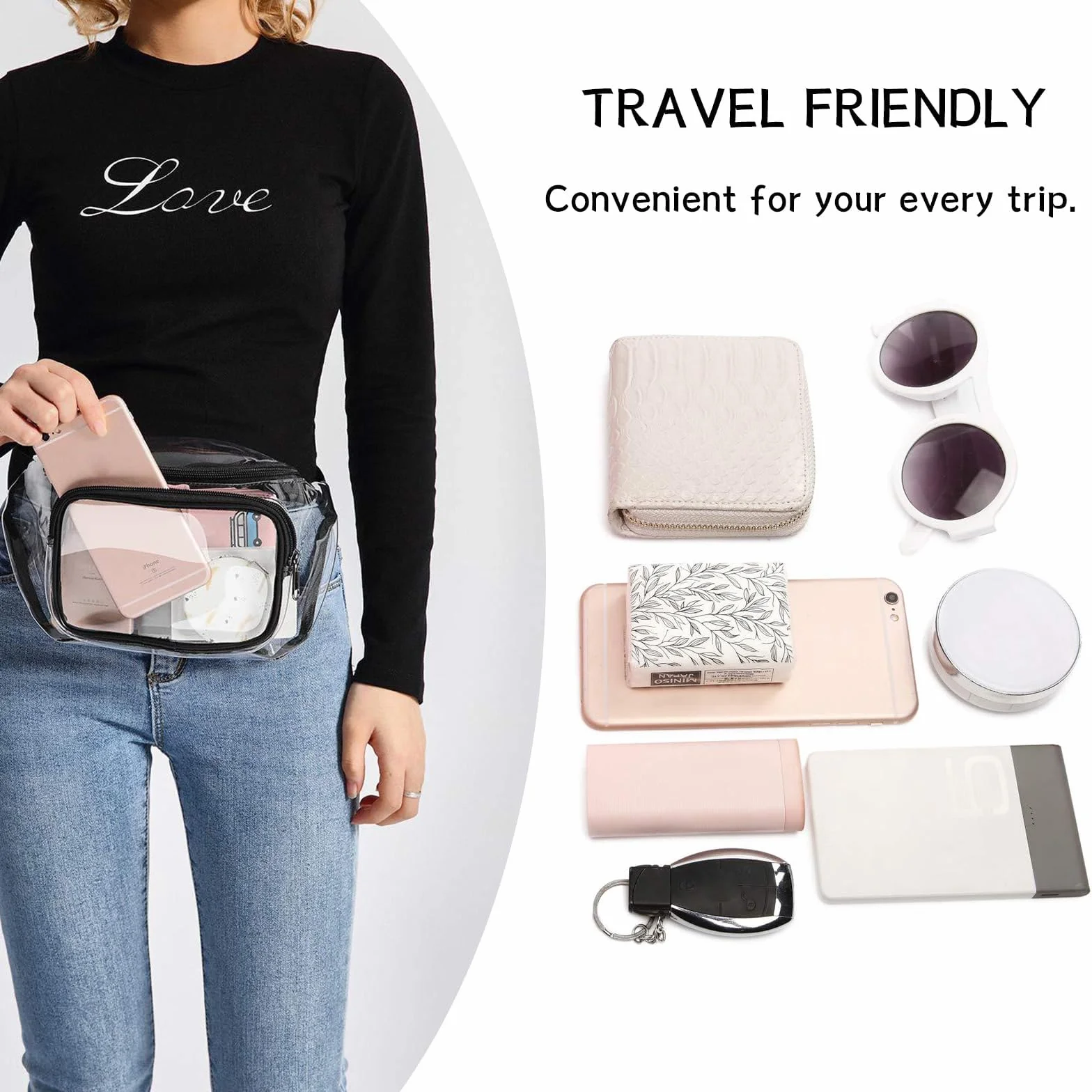 Clear Waist Bag, czarny