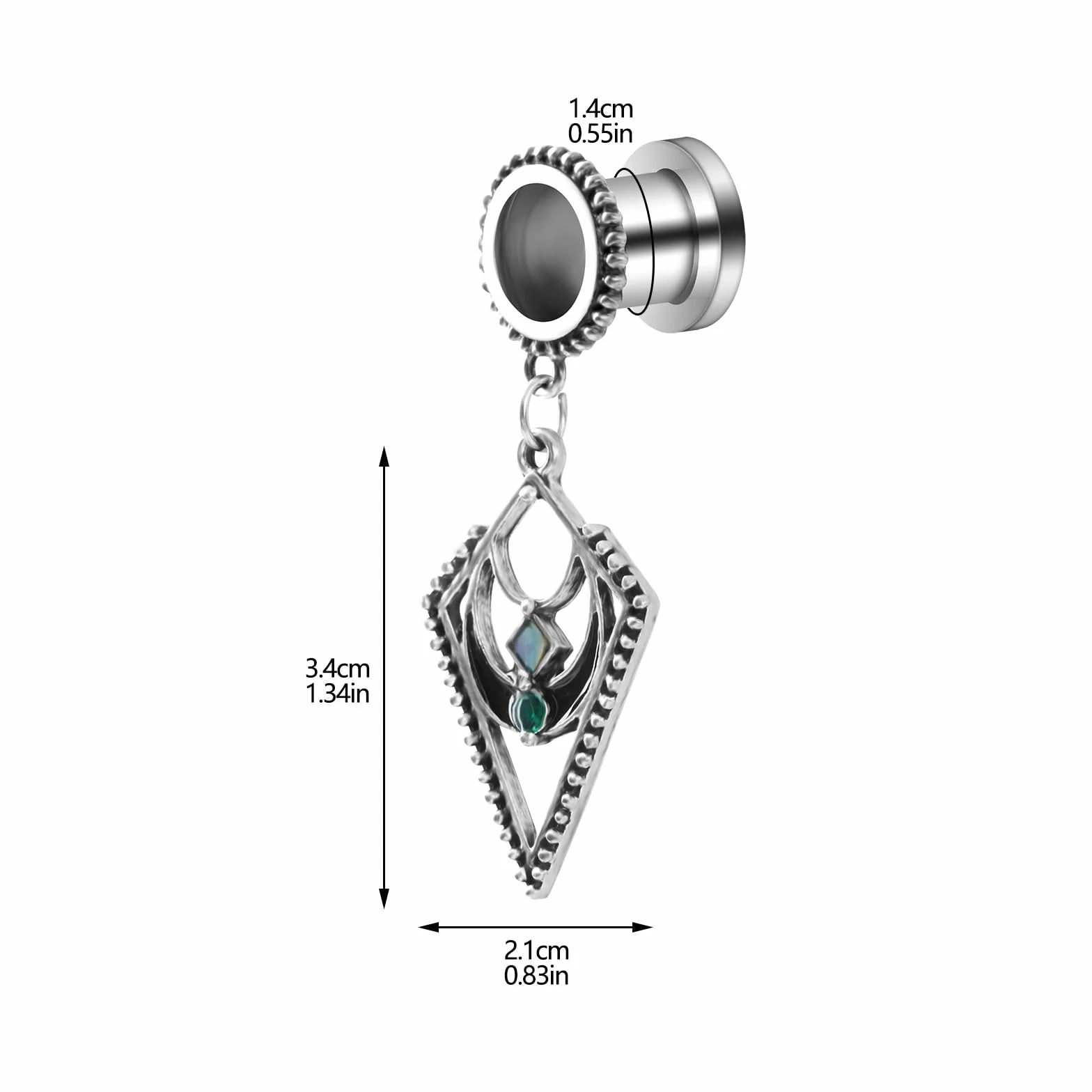 HuaCan tunele i zatyczki do uszu - 2 szt. tunele do ciała średnica stal nierdzewna podwójnie rozkloszowany wkręcany wisiorek styl boho ekspandery 6 mm-20 mm e Stal nierdzewna, colore: Gauge-12mm(1/2"), cod. UK-MX036-12mm-Pair