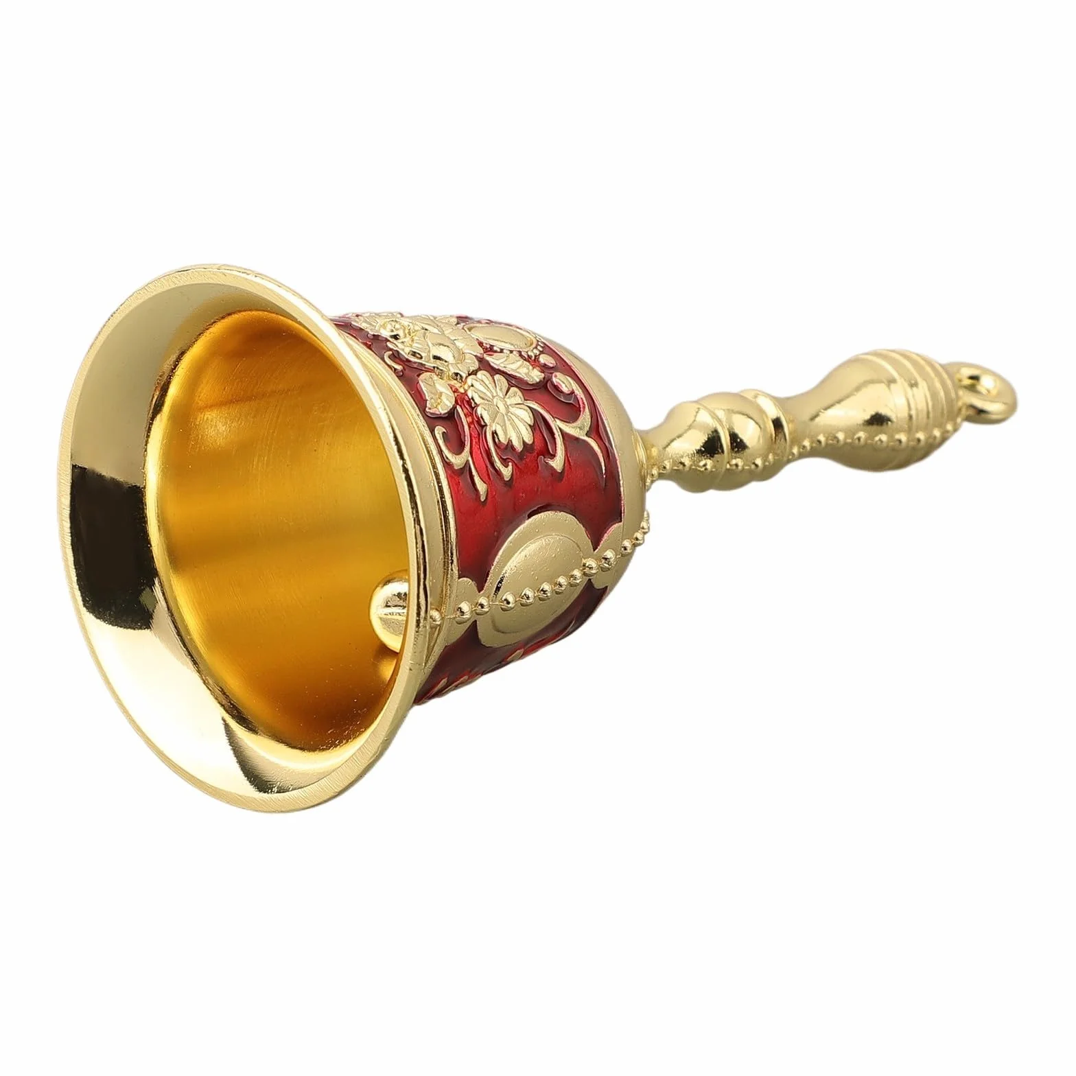 Dzwonek stołowy retro czerwony złoty dekoracyjny