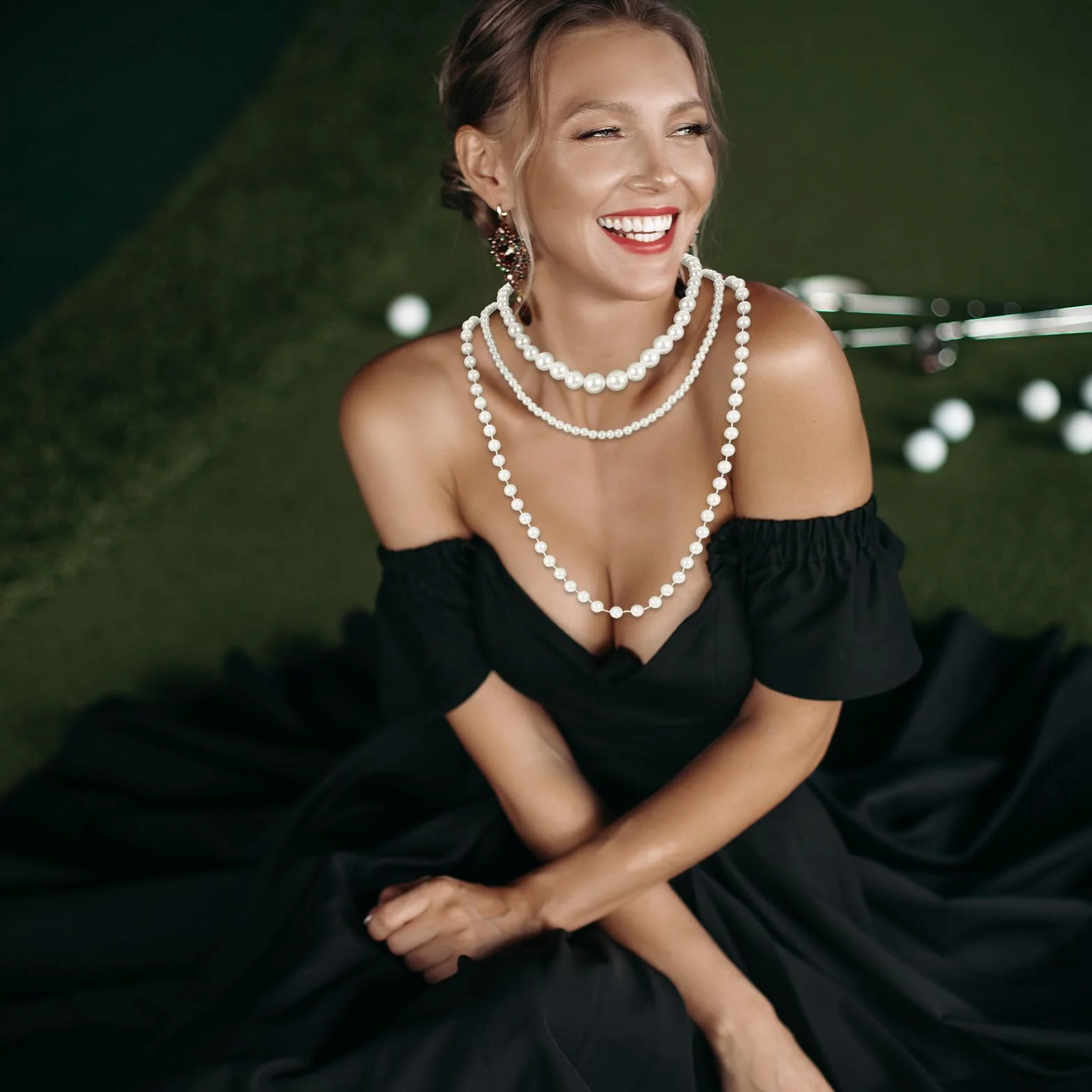 6 szt. długi naszyjnik z pereł, vintage, elegancki naszyjnik ze sztucznych pereł, Flapper, lata 20., perłowe akcesoria, modny warstwowy naszyjnik na sznurku, Gatsby, biżuteria kostiumowa, na