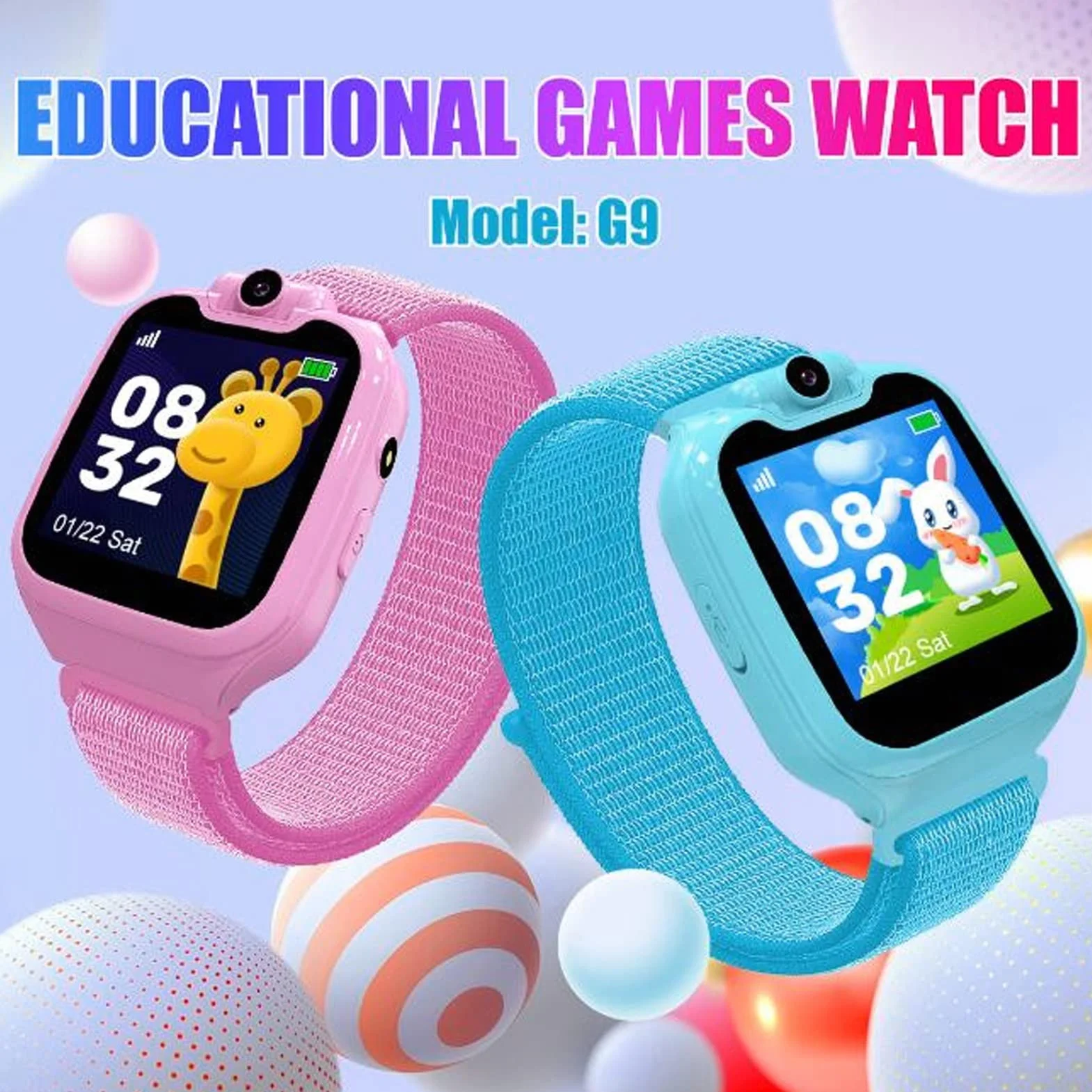 Inteligentny Zegarek G9 dla Dzieci, Wodoodporny Smartwatch IP67 z 16 Grami, Kamera HD, Odtwarzacz Muzyki, Krokomierz, Latarka, Alarm - Urodzinowy 4-12 Lat