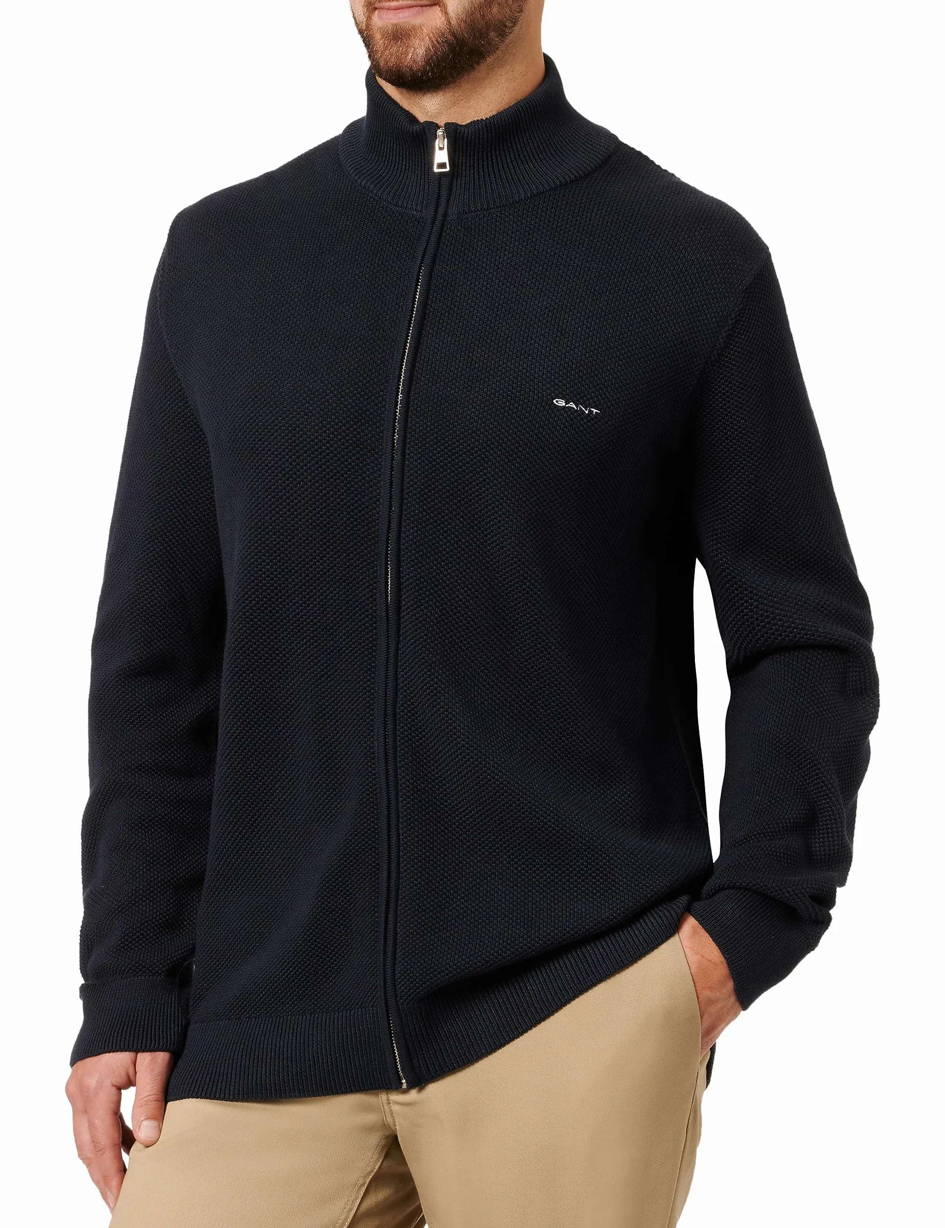 GANT Kardigan Mężczyźni Cotton Pique Zip Cardigan