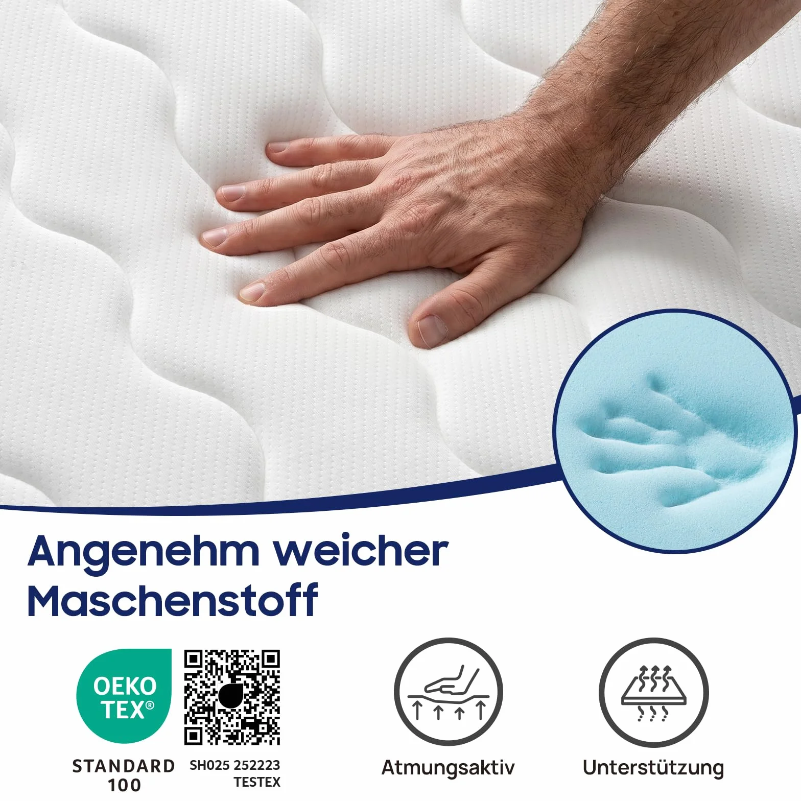 BedStory Materac ze sprężynami kieszeniowymi 90 x 200 cm, stopień twardości H3/H4, 20 cm, Öko-Tex, ciemnoszary