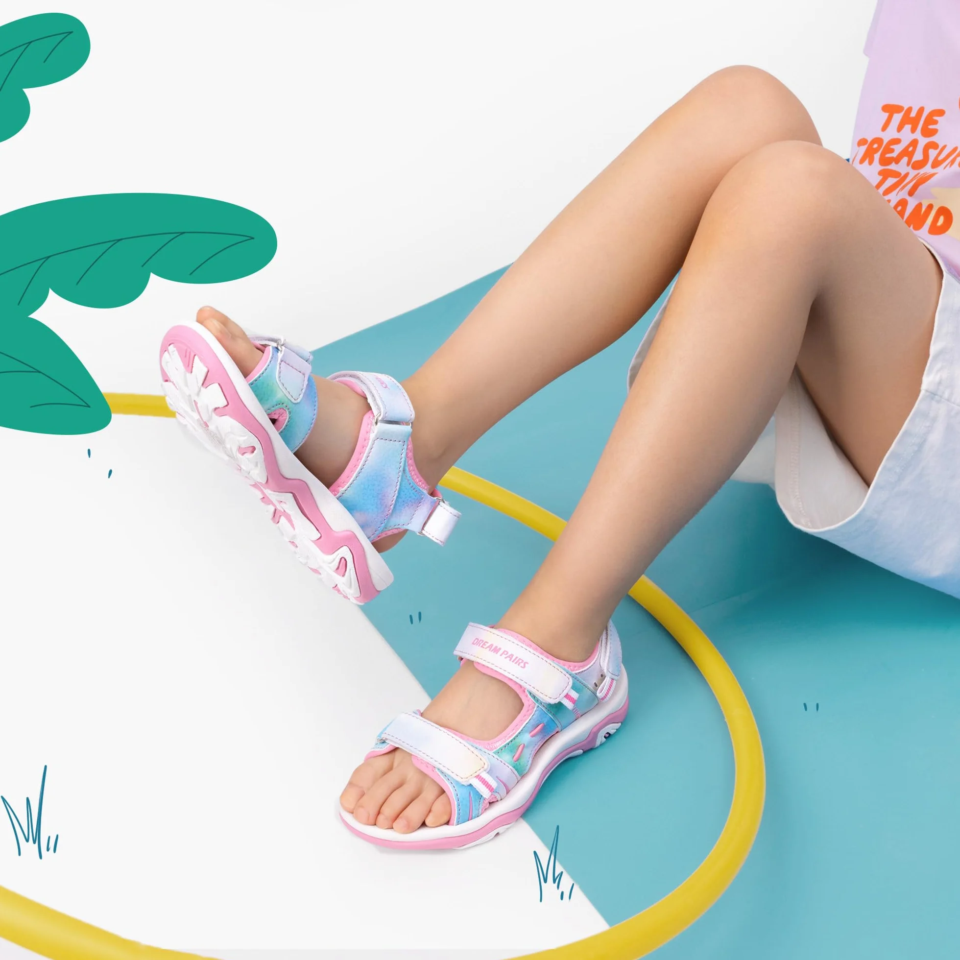 DREAM PAIRS Sandały dla chłopców i dziewczynek, na lato, buty sportowe, modne buty sportowe, otwarte sandały sportowe