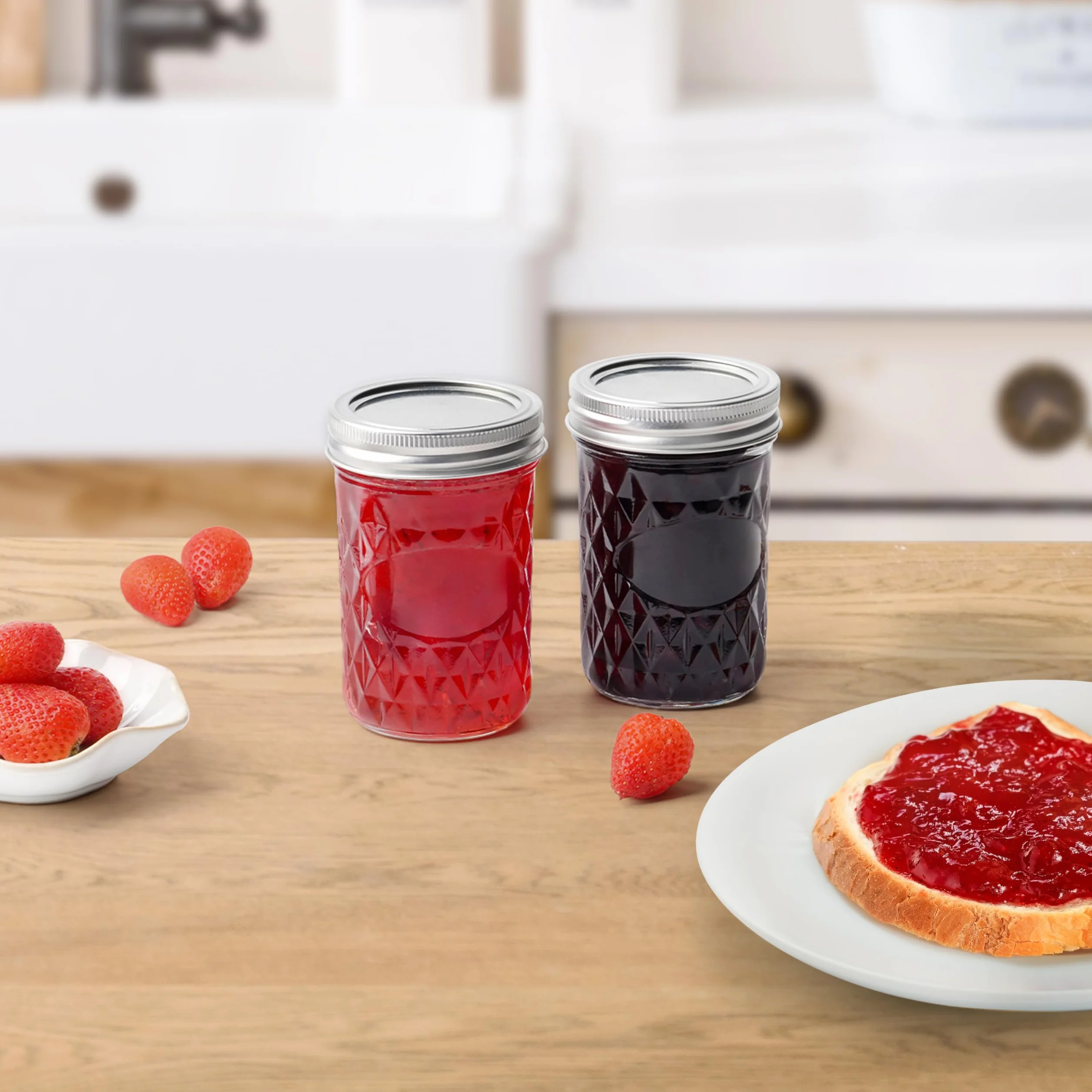 Winter Shore Szklane słoiki 250ml z pokrywkami [10 szt.] - Do przetworów, przypraw, dżemu, miodu, jogurtu, owsianki - Srebrne szczelne pokrywki - Do zamrażania, fermentacji, kiszenia