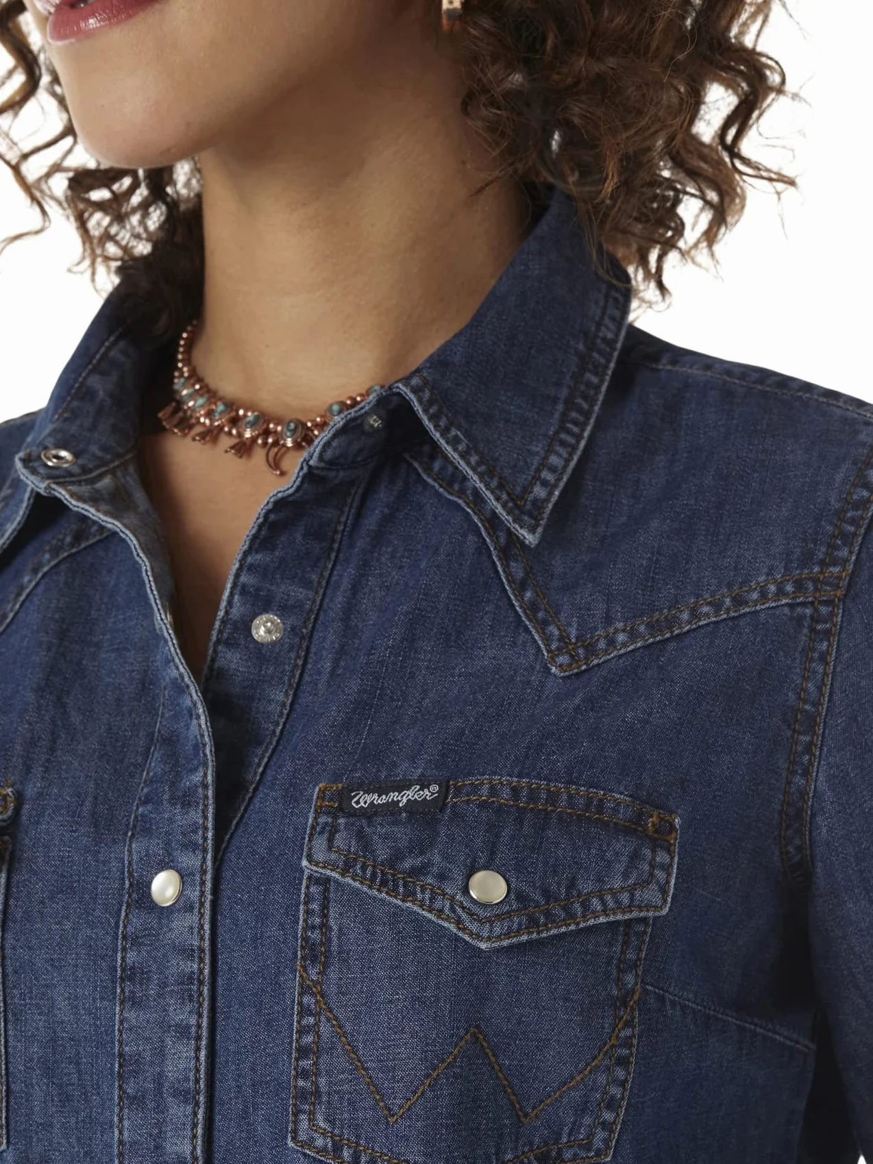 Wrangler Koszula Kobiety Western Long Sleeve Denim Snap Shirt (1 w zestawie)