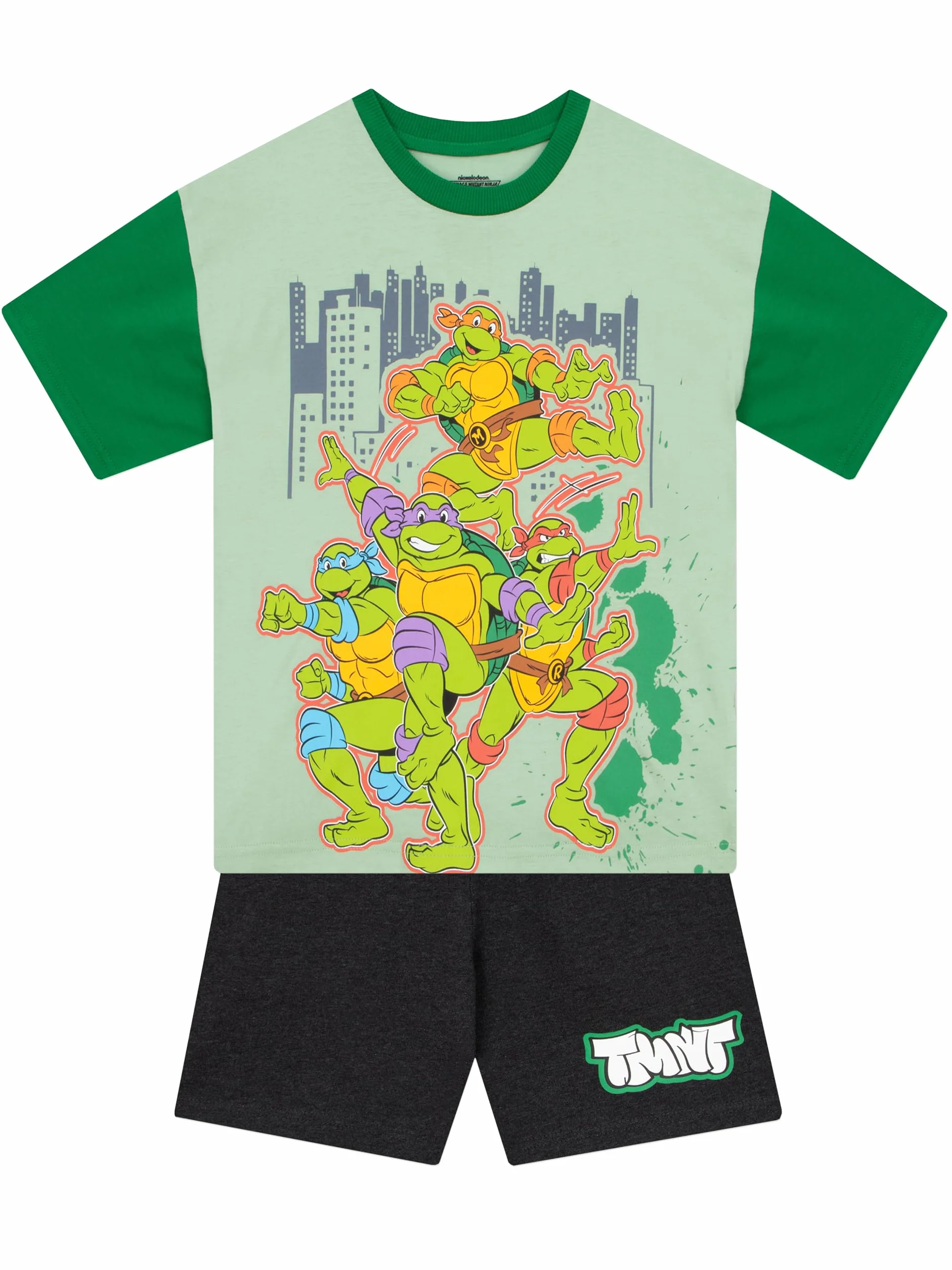 Teenage Mutant Ninja Turtles Koszulka i Szorty | Leonardo, Donatello, Raphael I Michelangelo Zestaw dla Chłopców | TMNT Ubrania Dla Chłopców | Koszulka i Szorty Ninja Dla Dzieci