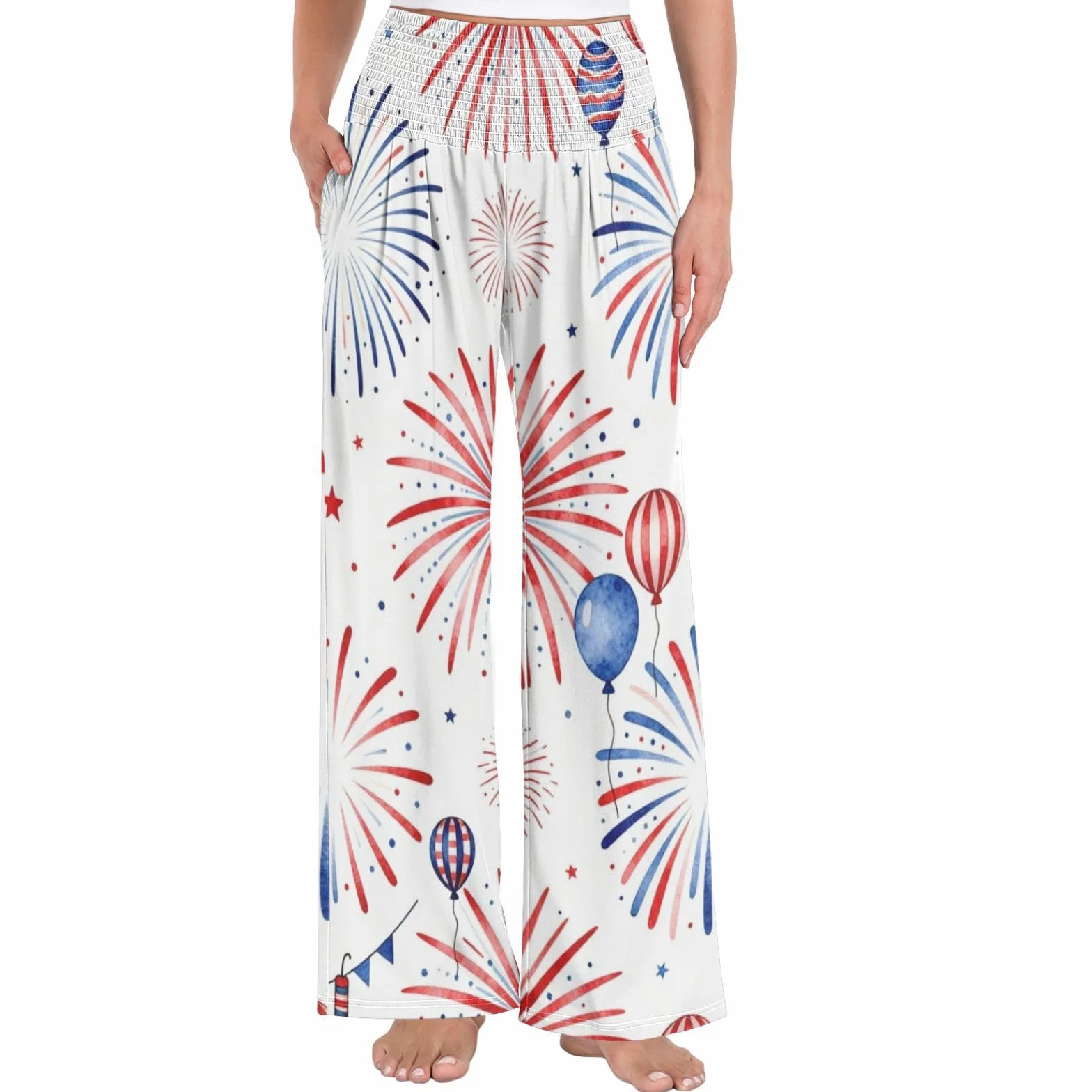 Patriotic Sparks damskie spodnie palazzos luźne spodnie do relaksu w domu