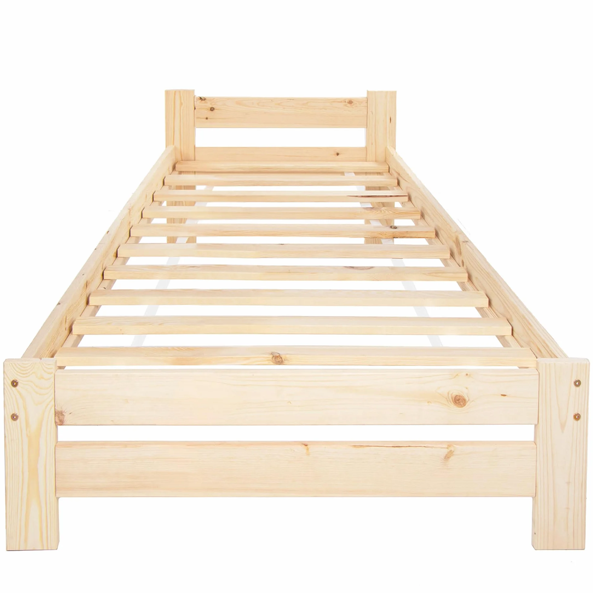 SPRINGOS Łóżko pojedyncze 200 x 90 cm z litego drewna ze stelażem