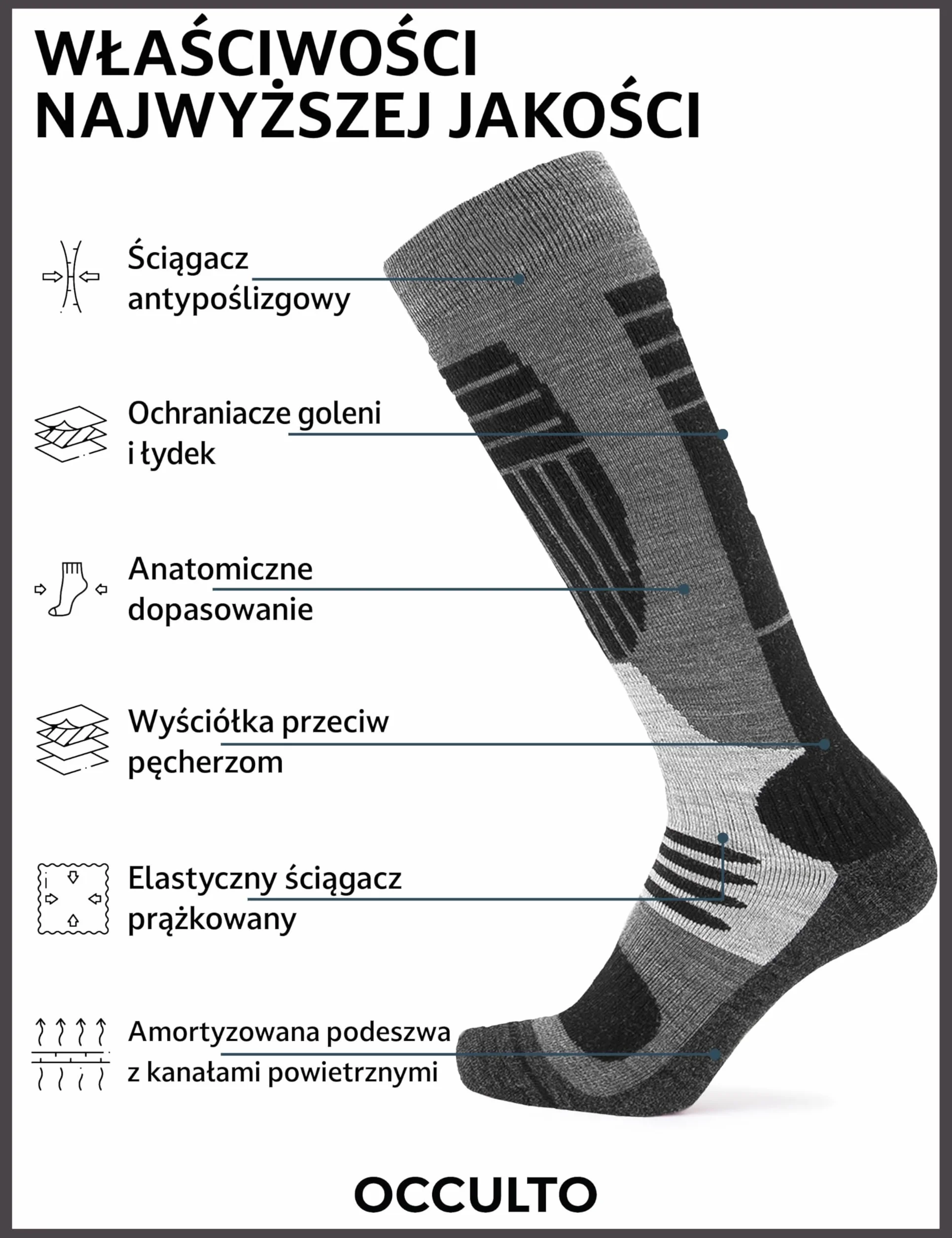Occulto skarpety narciarskie męskie 2 pack, 4 pack (model: Felix)