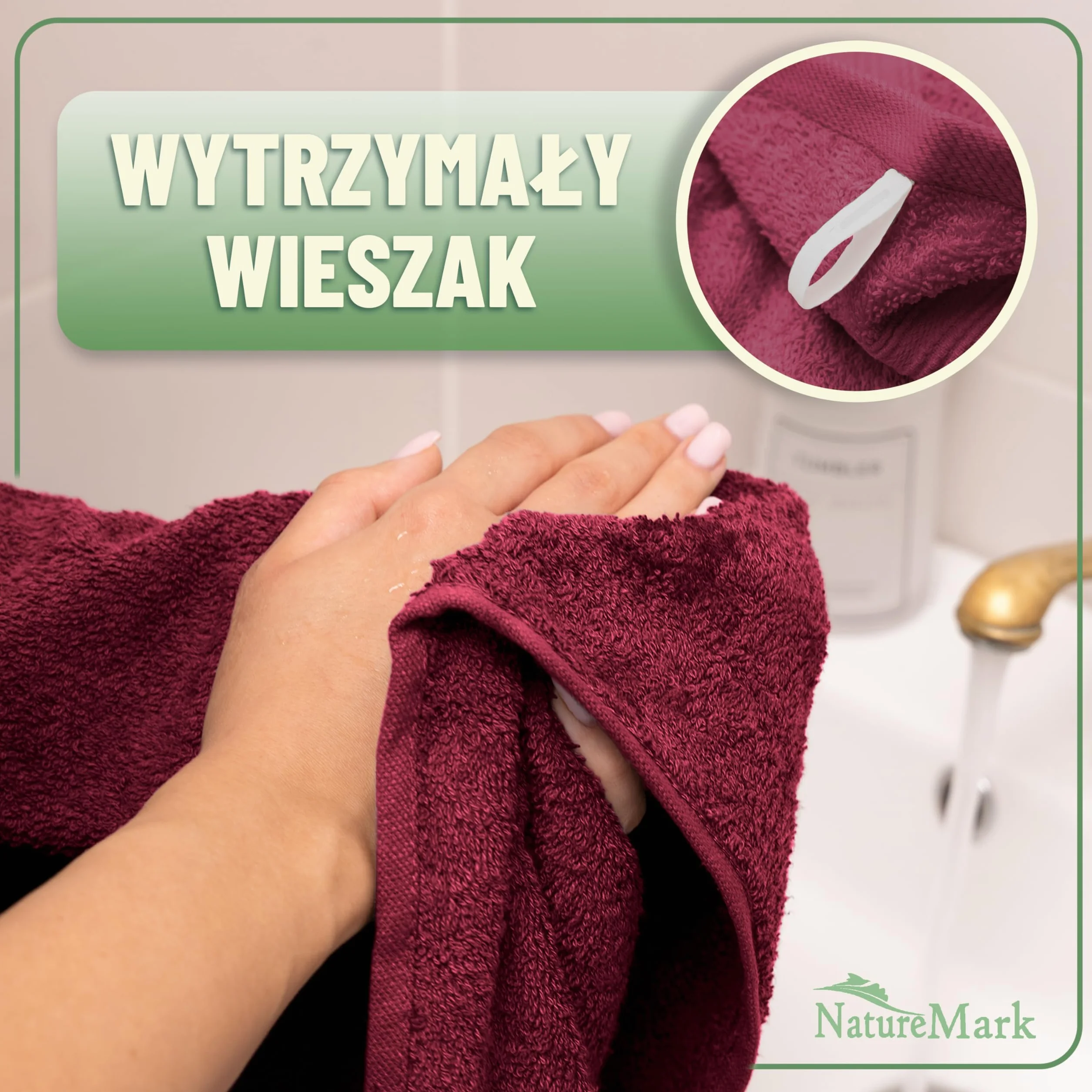 GREEN MARK 10-częściowy zestaw ręczników z 100% bawełny – 4 ręczniki 50×100 cm, 2 ręczniki kąpielowe 70×140 cm, 2 ręczniki gościnne 30×50 cm oraz 2 rękawice do mycia – Bordowy