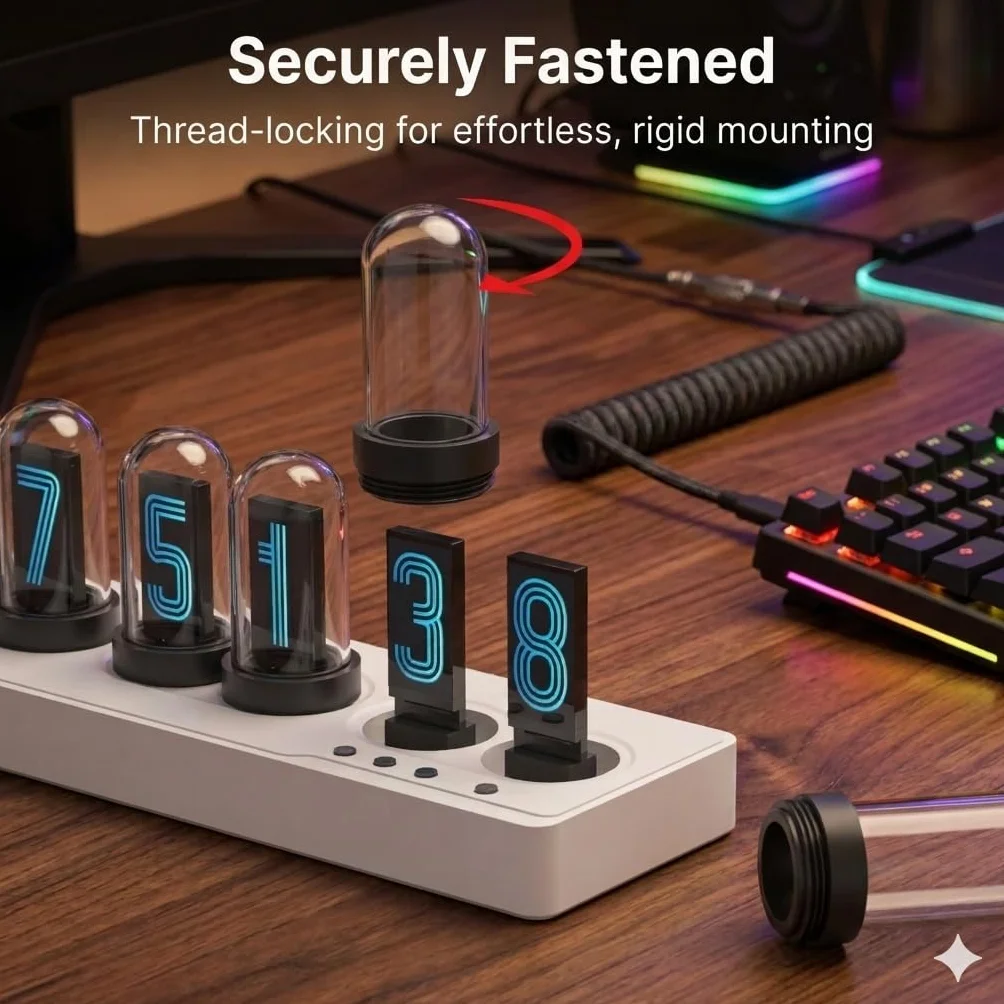 Mini Zegar z Lampami Nixie Ekran IPS Wielofunkcyjny Inteligentny Budzik na Biurko Zasilany przez USB Dekoracja Domowa Prezent