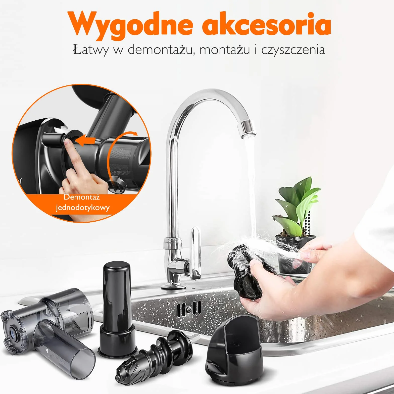 AMZCHEF Wolnoobrotowa Wyciskarka Do Soków Na Zimno Czarny matowy