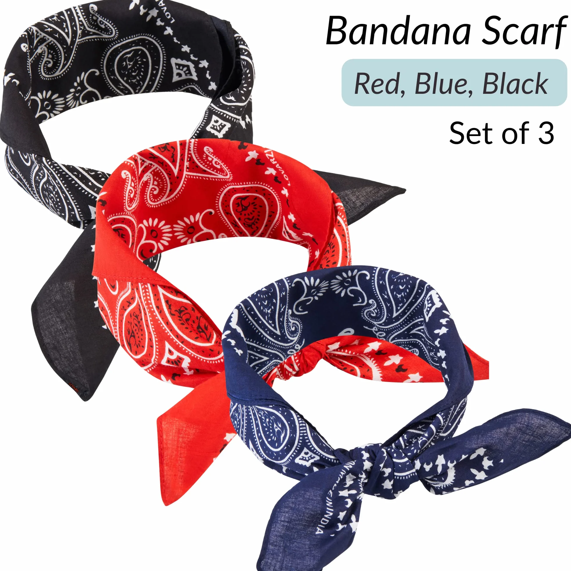 Bandana bawełniana unisex 50 x 50 cm, Chusta na Głowę i Szyję, Wzór Paisley, dla Kobiet i Mężczyzn, Sportowa
