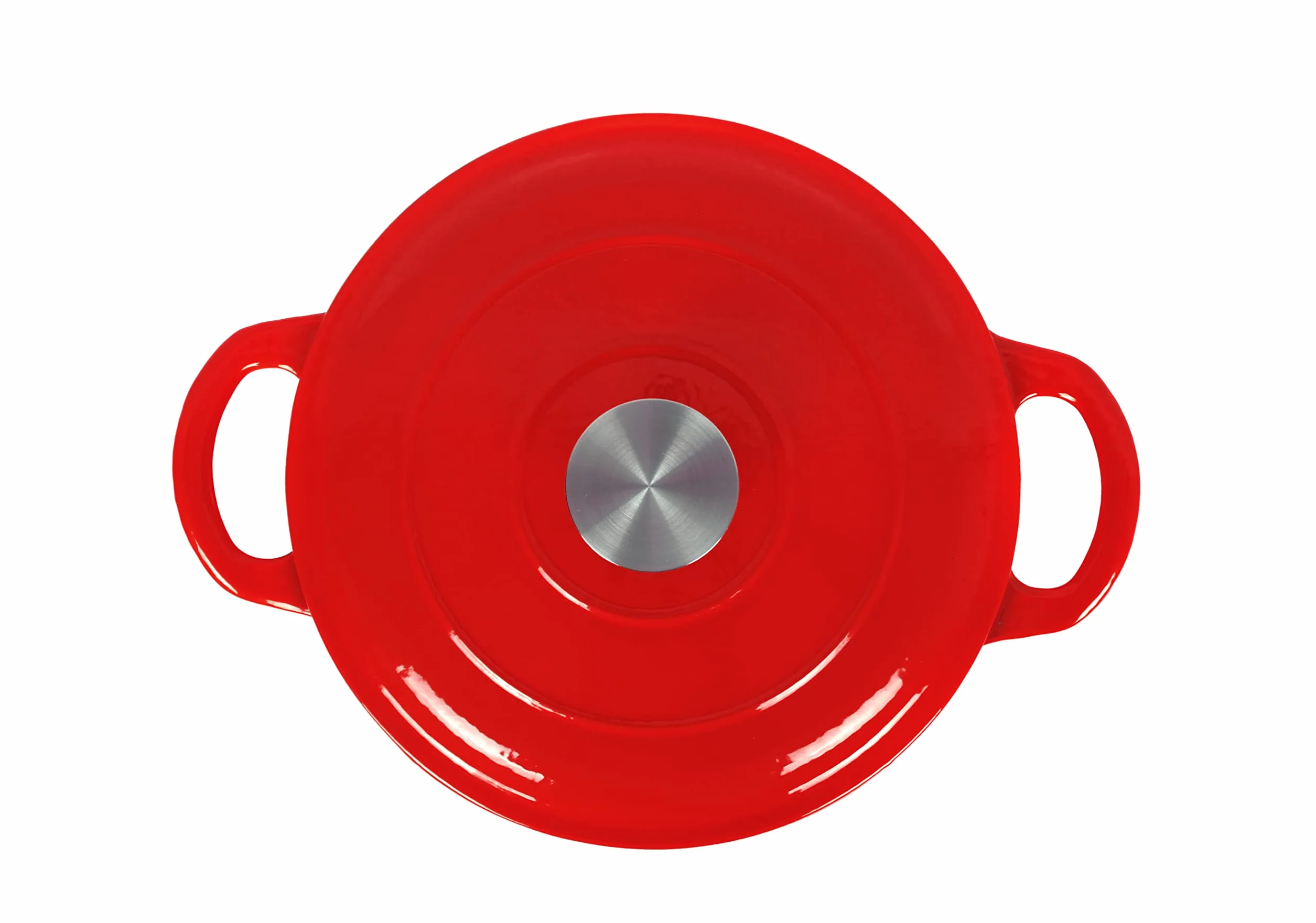 Echtwerk Cast Iron Dutch Oven with Enamel Coating, Cast Iron Pot, Roasting Dish with Lid, Bread Baking Pot Round, Suitable for Oven, Grill, BBQ and Induction, Red, 3.5 L
